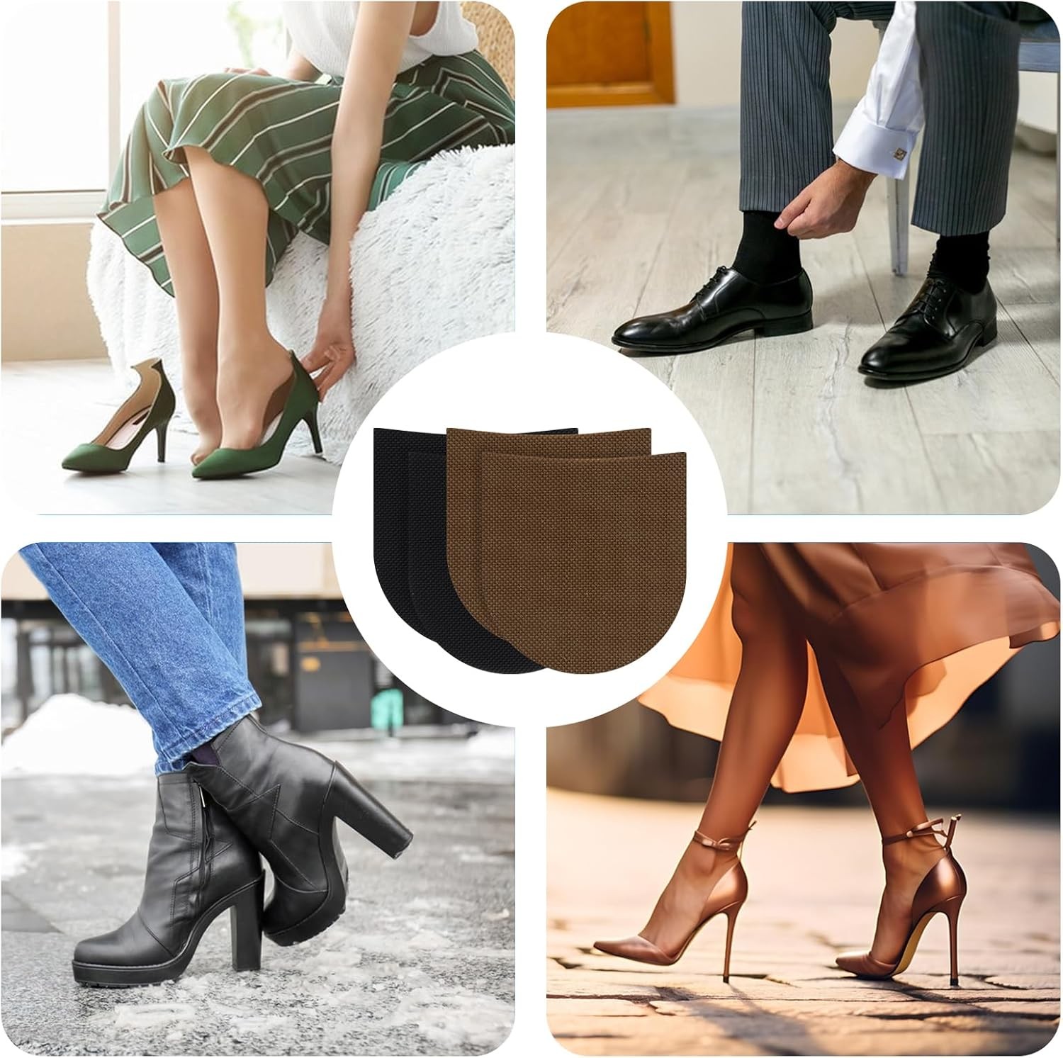 2 Pairs Shoe Repair Rubber Heels Non-Slip Replacement Pads for Boots Dress Shoes