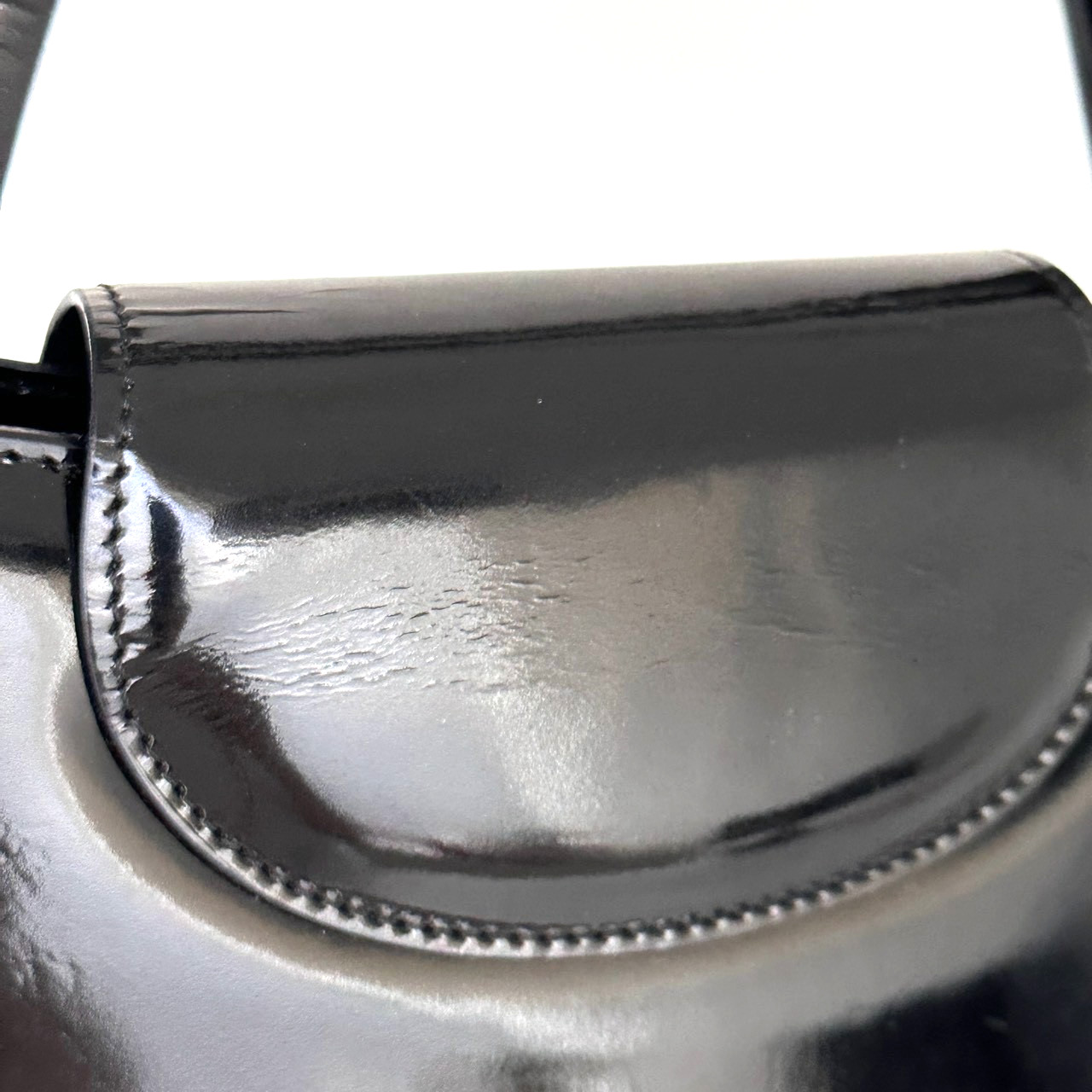 Cartier Panthere Hand Bag Patent Leather Black Gold Buckle Authentic