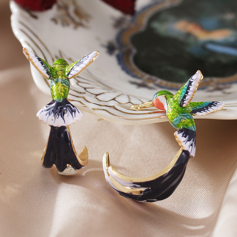 Cute Hummingbird Shaped Oil Drop Earrings Women’s Earrings Jewelry Fashion