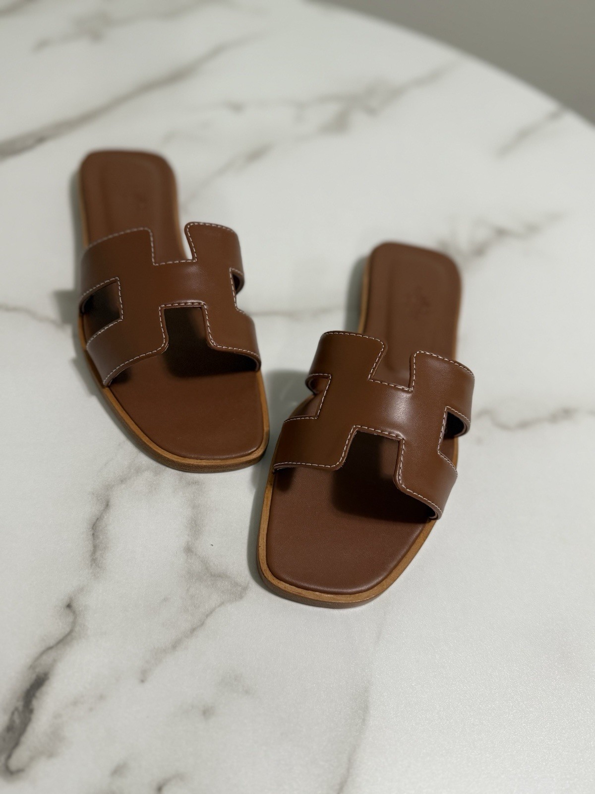Hermès Oran Brown Leather SandalsWomen’s Size 38 EU