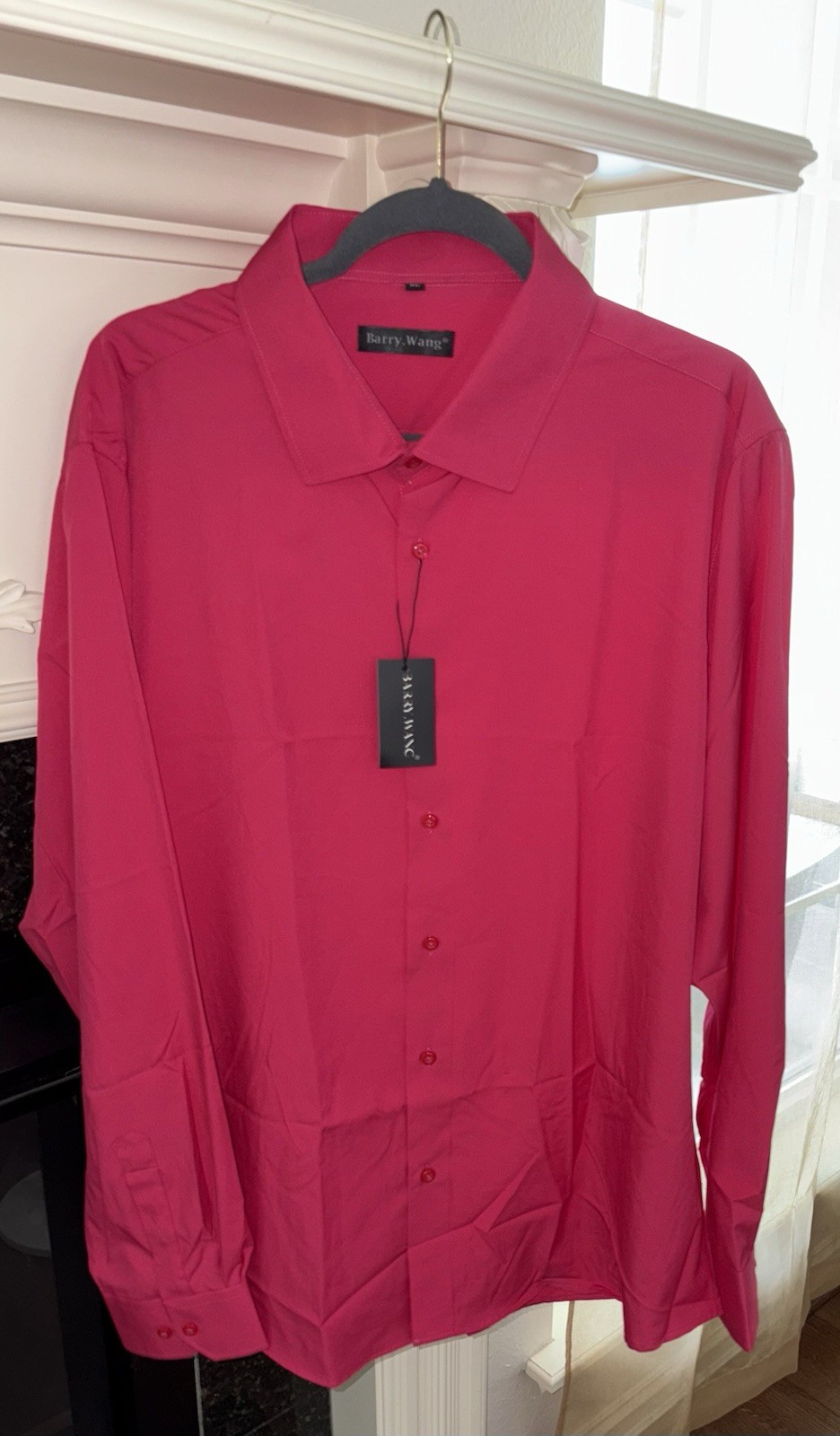 New Barry Wang Shirt Men’s XL Long Sleeve Pink Button Up