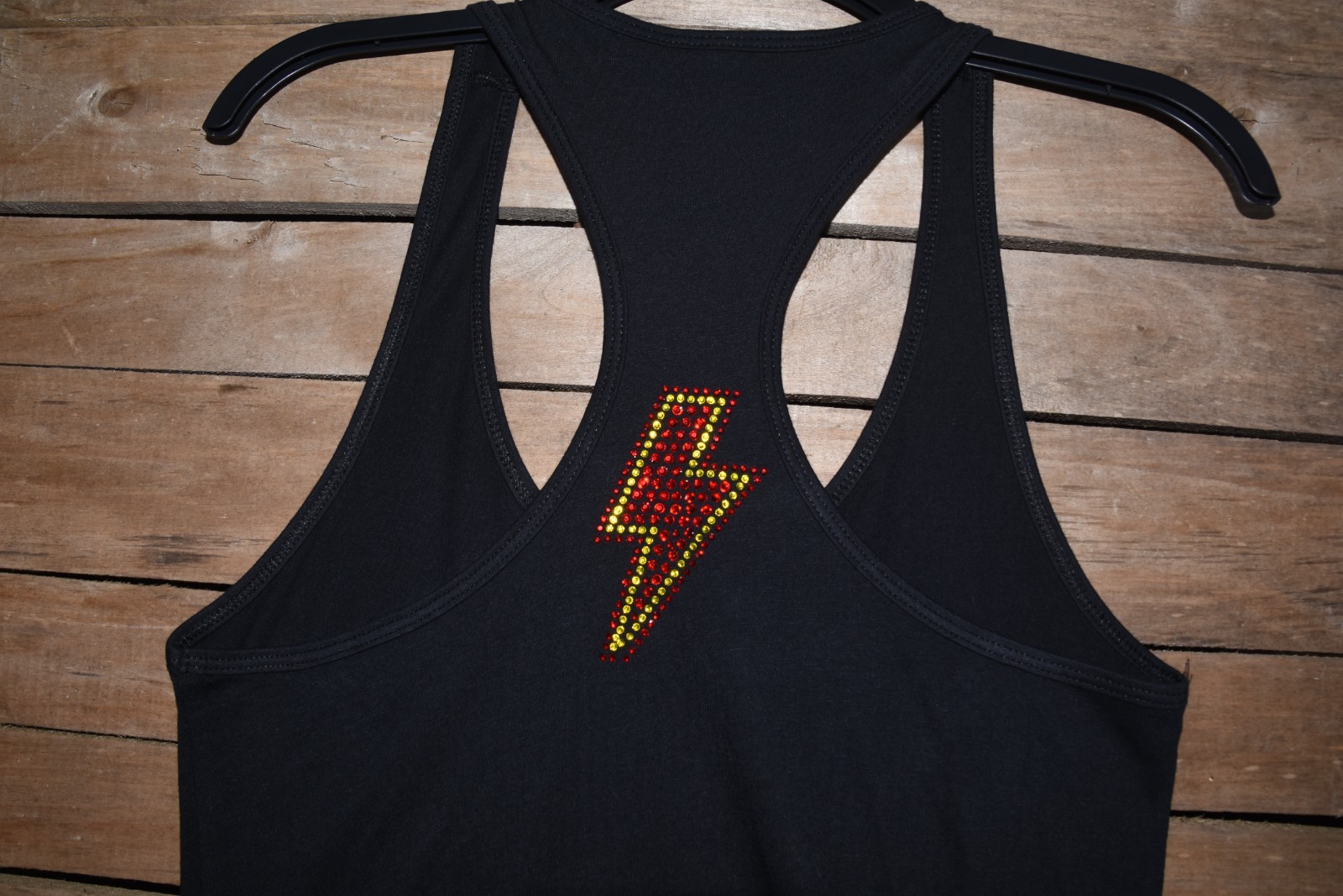 AC/DC rhinestone racer back tank top XS, S, M, L, XL, 2XL red yellow