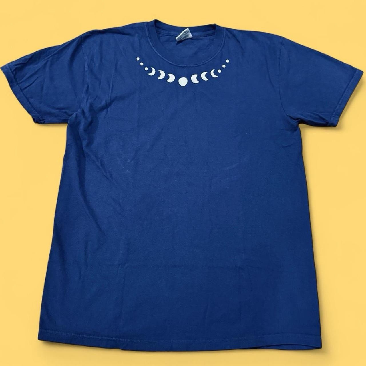 Comfort Colors Moon Phase Shirt L Blue Celestial Graphic Tee Boho Witchy Unique