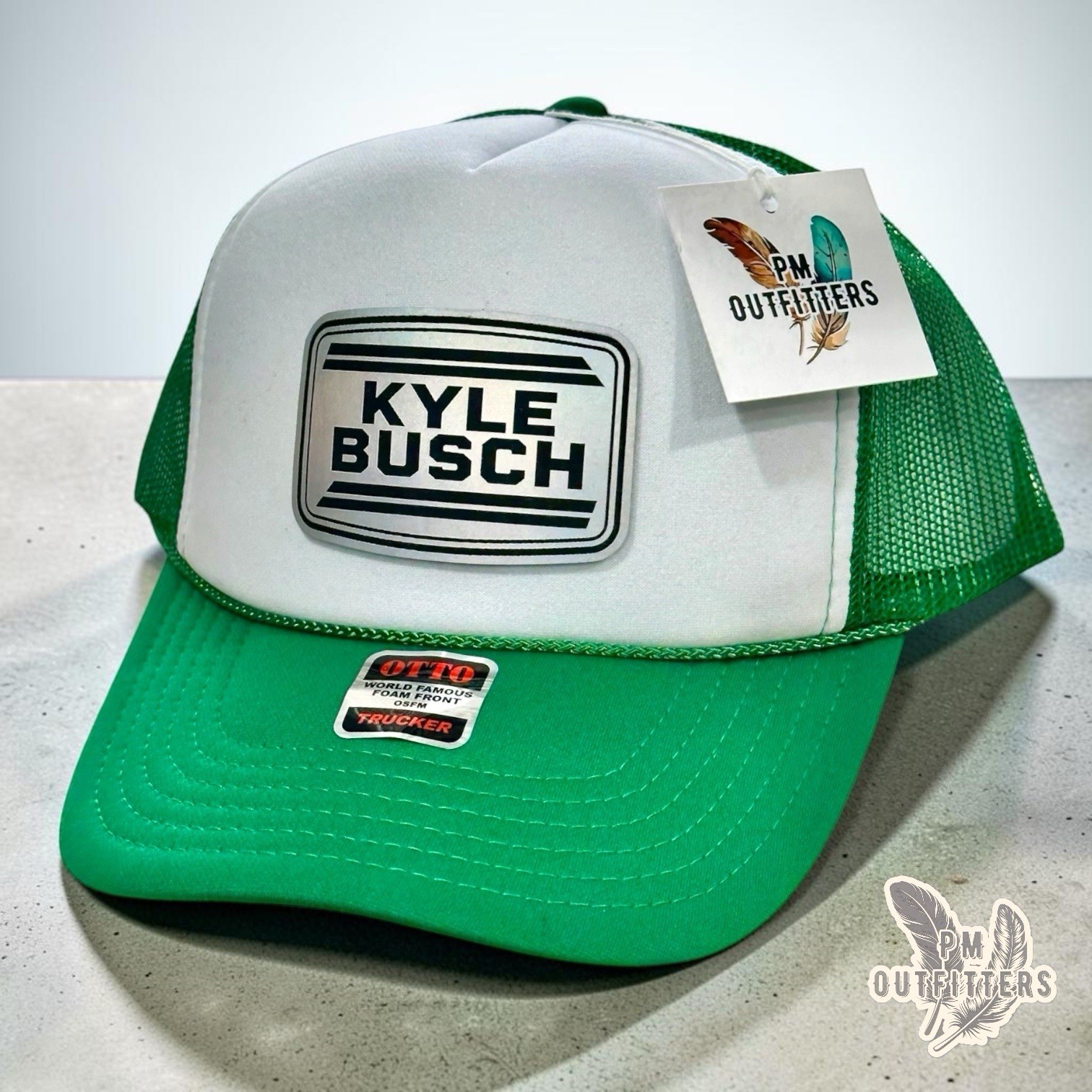 Kyle Busch Memorial Hat Otto Green White Foam Rope Trucker RIP Rowdy 1985-2026
