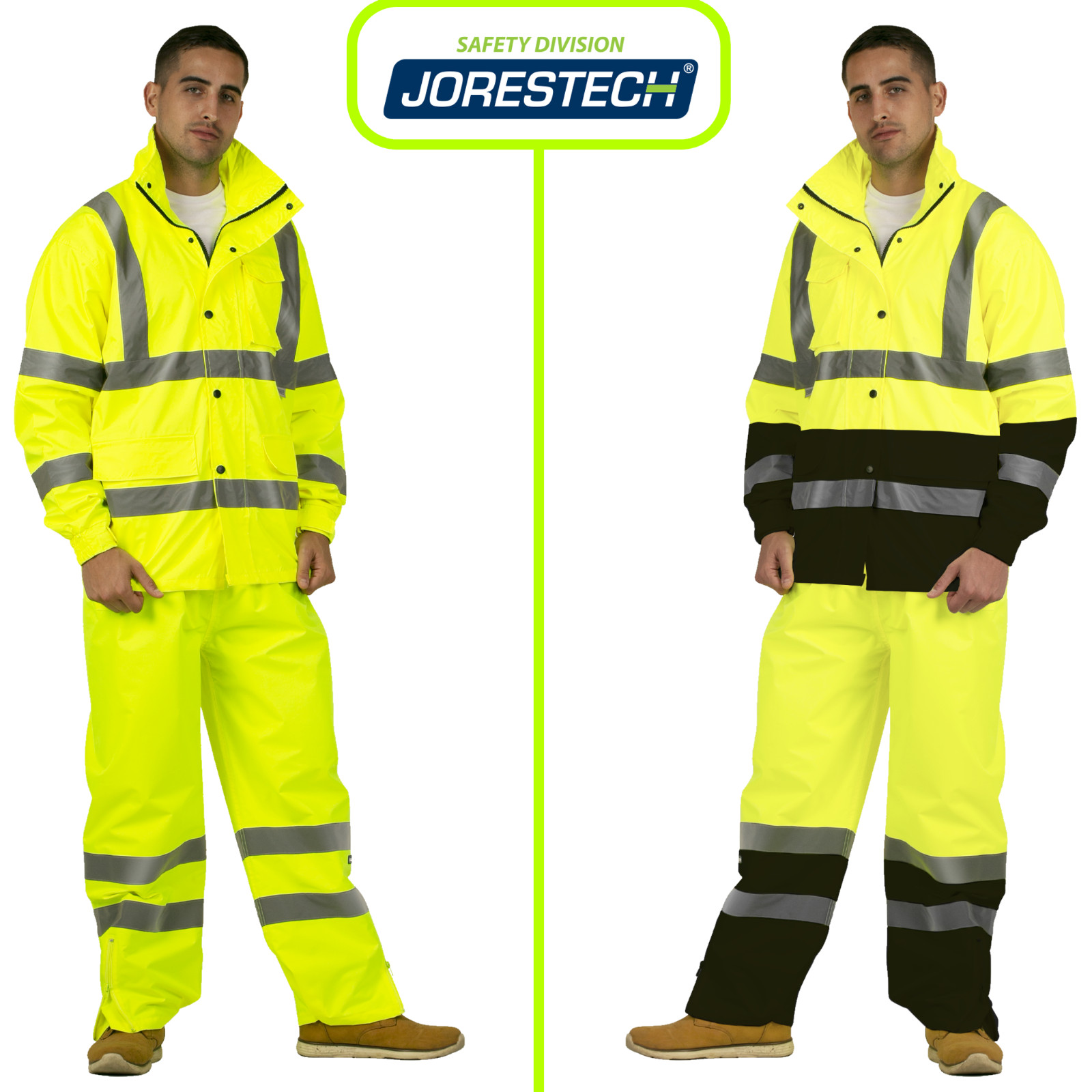 Safety Rain Set Reflective Hi-Vis Raincoat Rain jacket and pants JORESTECH