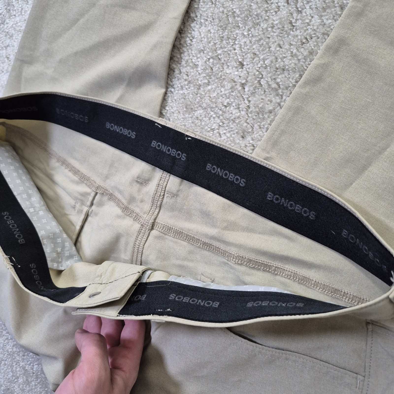 Bonobos Golf Pants Mens 38/32 Slim Tapered Beige Performance Stretch Chino