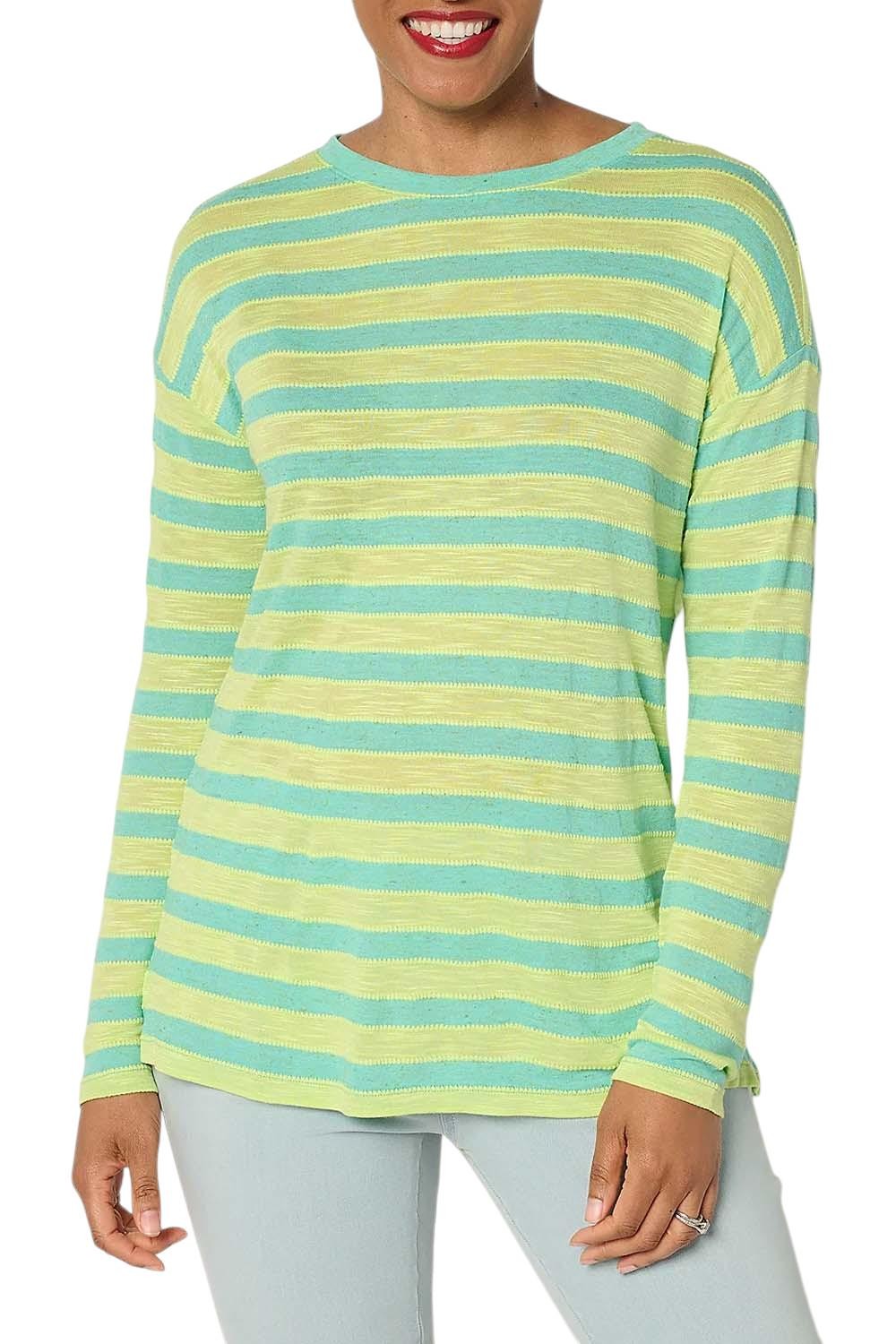 Belle by Kim Gravel Women’s Cape Coastal Yachty Striped Top Pool Blue