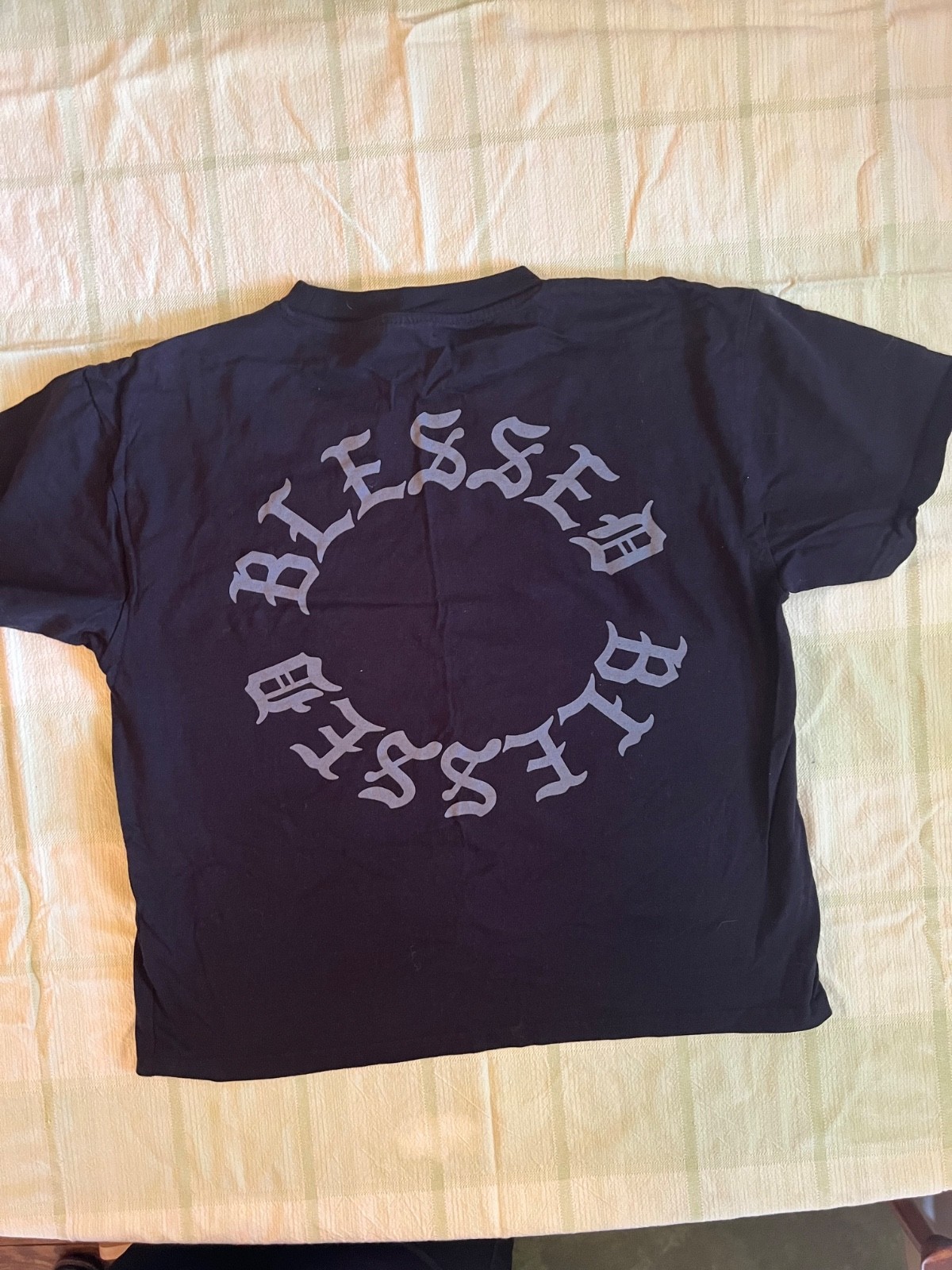 WXYZ MFG CO Black “Blessed” Embroidered Streetwear Graphic Tee Size M