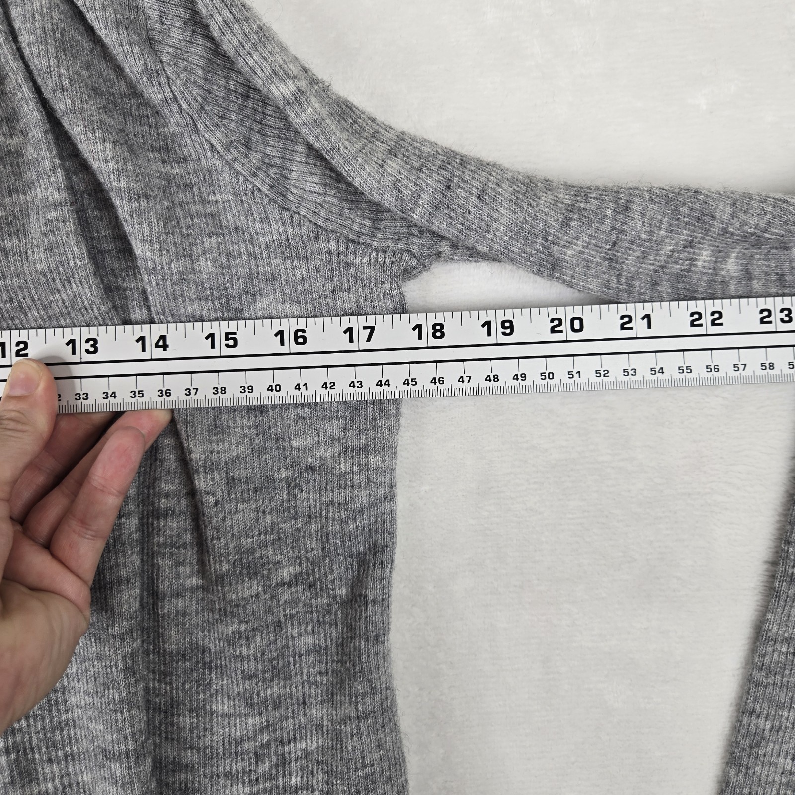 All Saints Gray Keld Olivo Open Front Alpaca Wool Ribbed Cardigan Sweater Size S