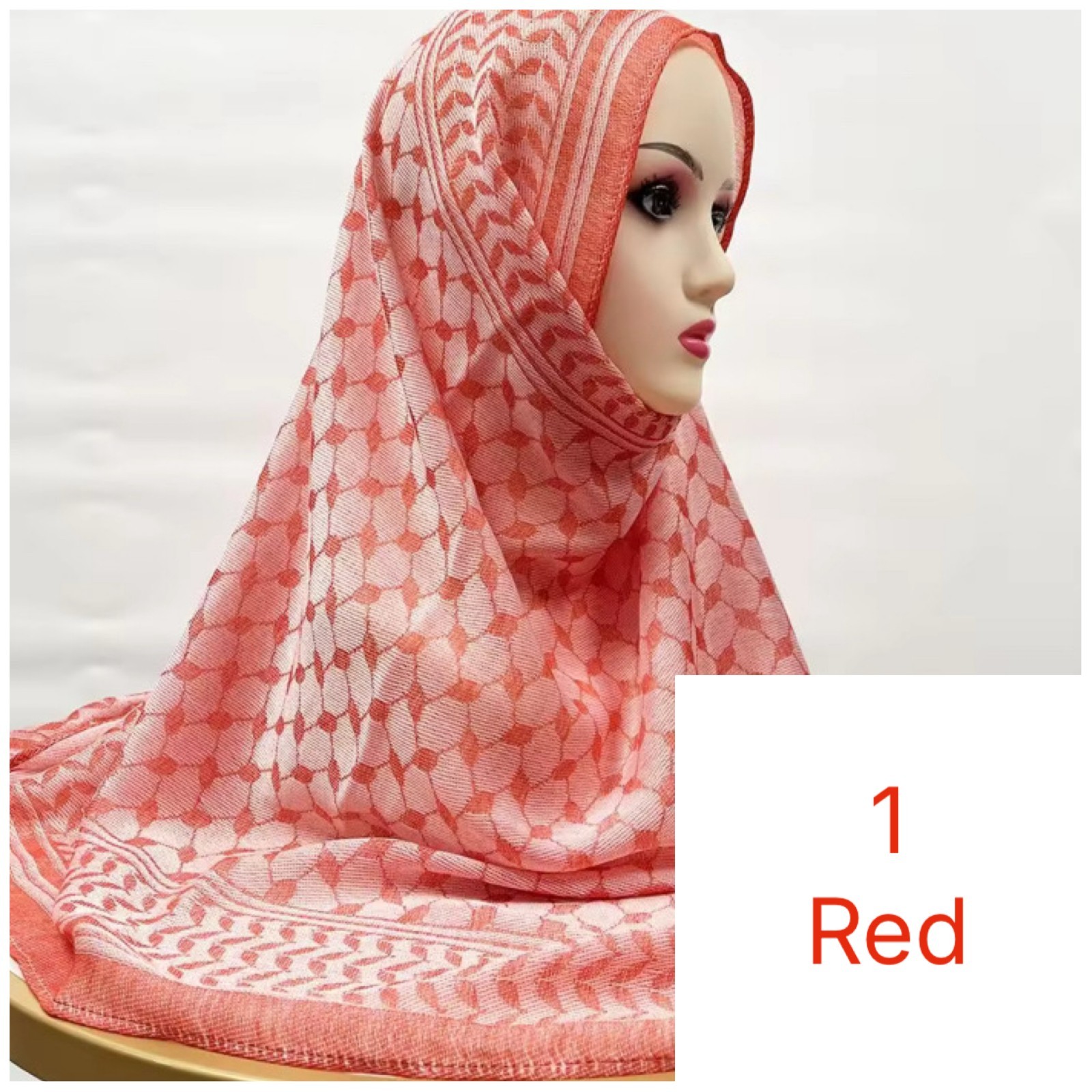 Woven Keffiyeh Scarf Shawl Hijab 75×28 in Soft Wrap with Fringes (10 Colors)