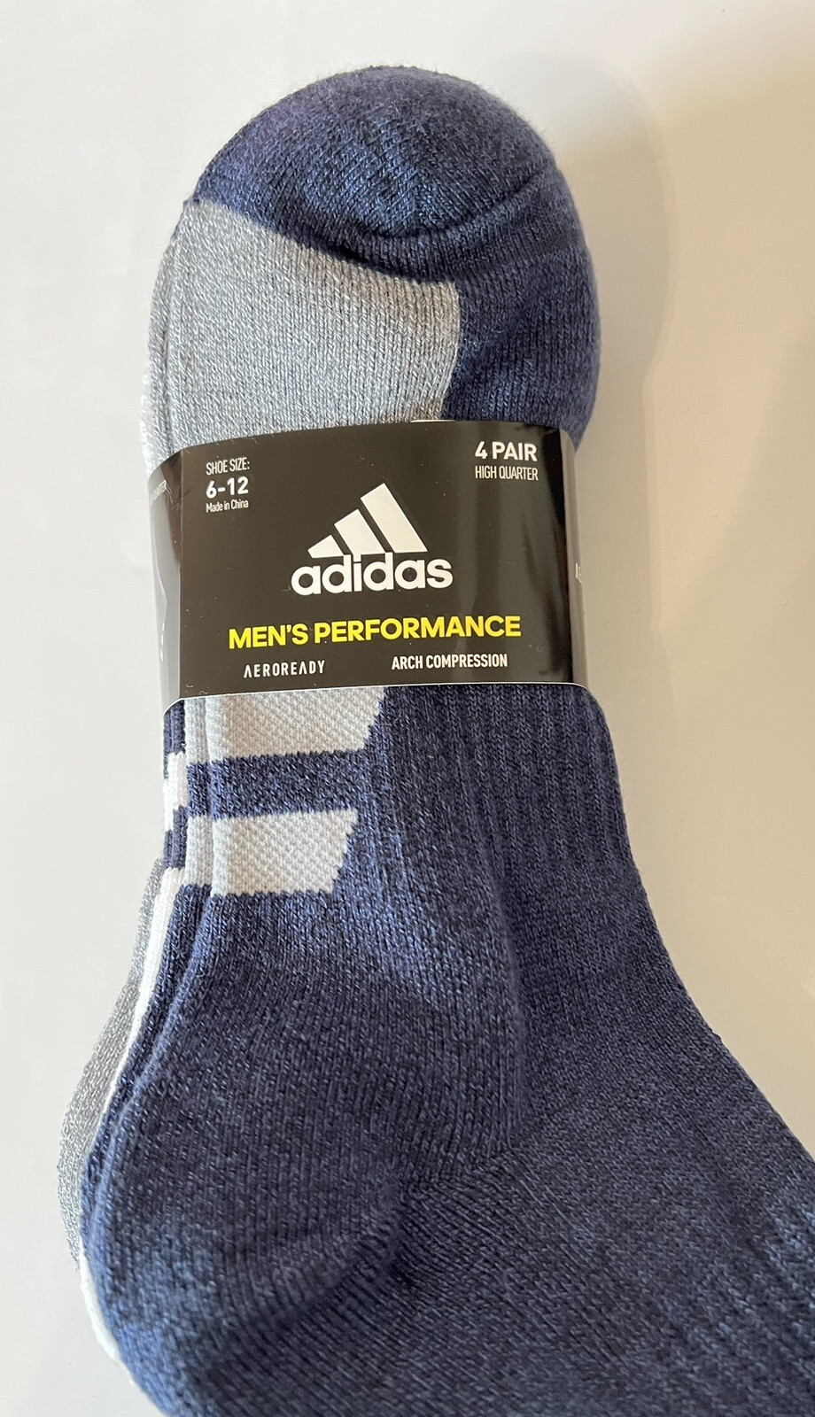 NWT Adidas Men’s High Quarter Sock, 4-pair