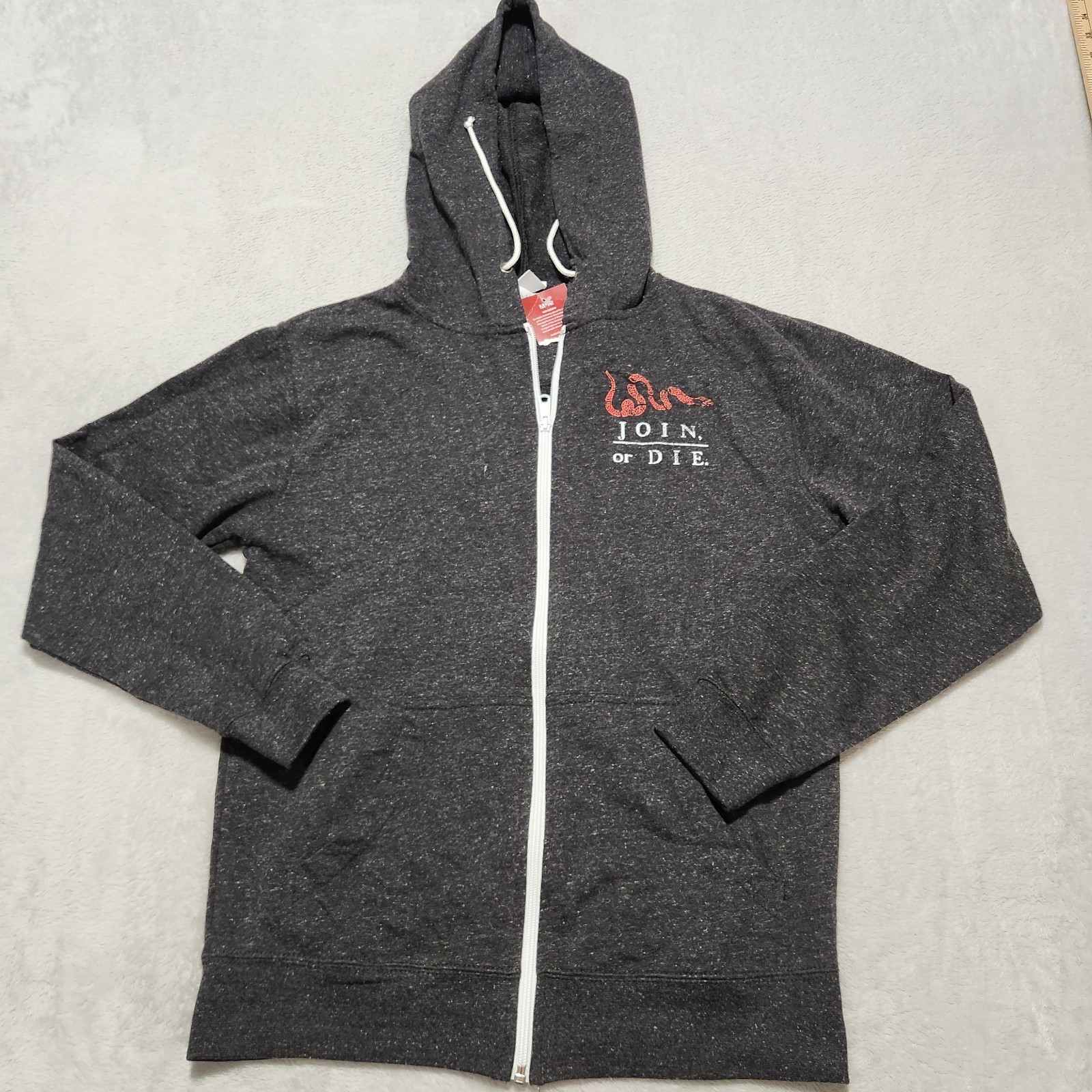 Join or Die Grey Snake Full Zip Hoodie Adult Medium Dark Gray NWT Patriotic