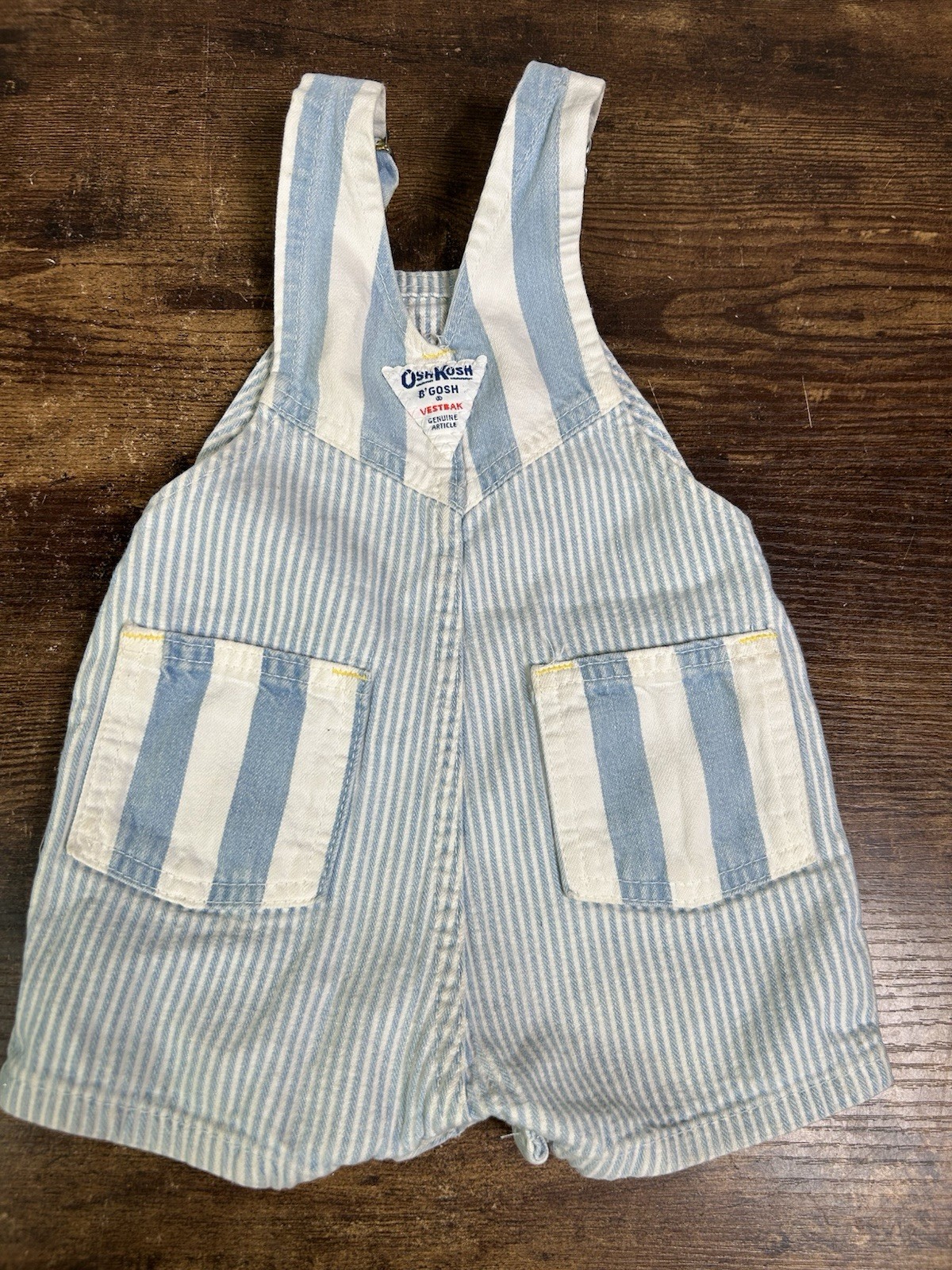 OSHKOSH B’gosh Blue White Striped Overall Shorts Size 12 months