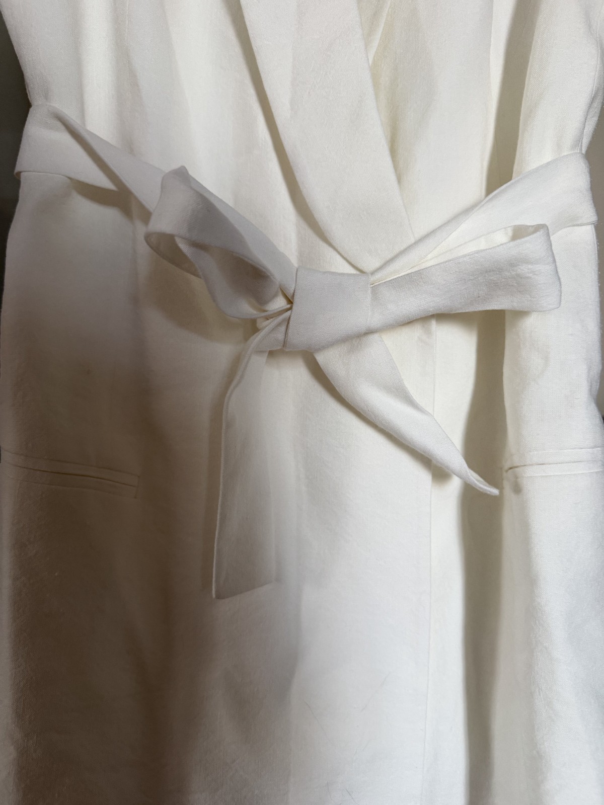 Massimo Dutti Linen Blazer Belted Dress White Sleeveless EU 36 US 4 Womens