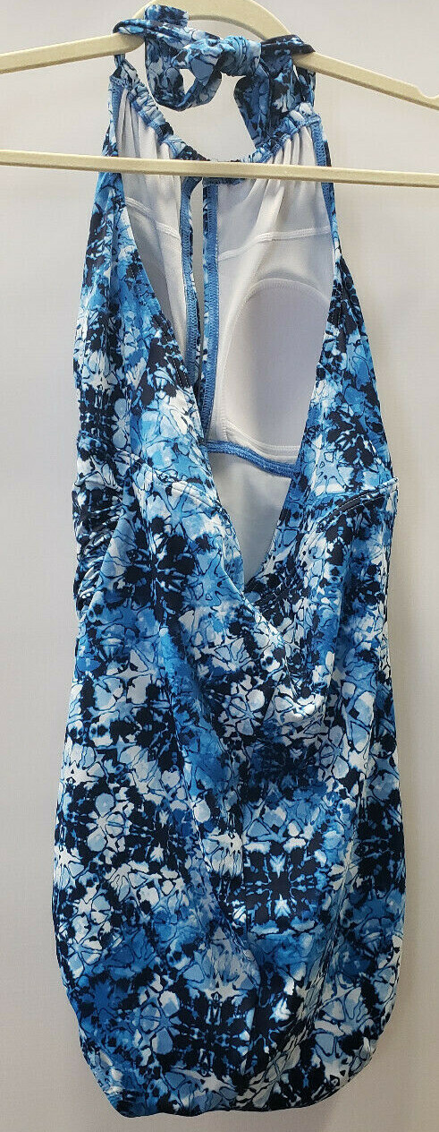 Dreamsuit By Miracle Brands Womens Bathing Suit One Piece Blue Multi size 10 nwt