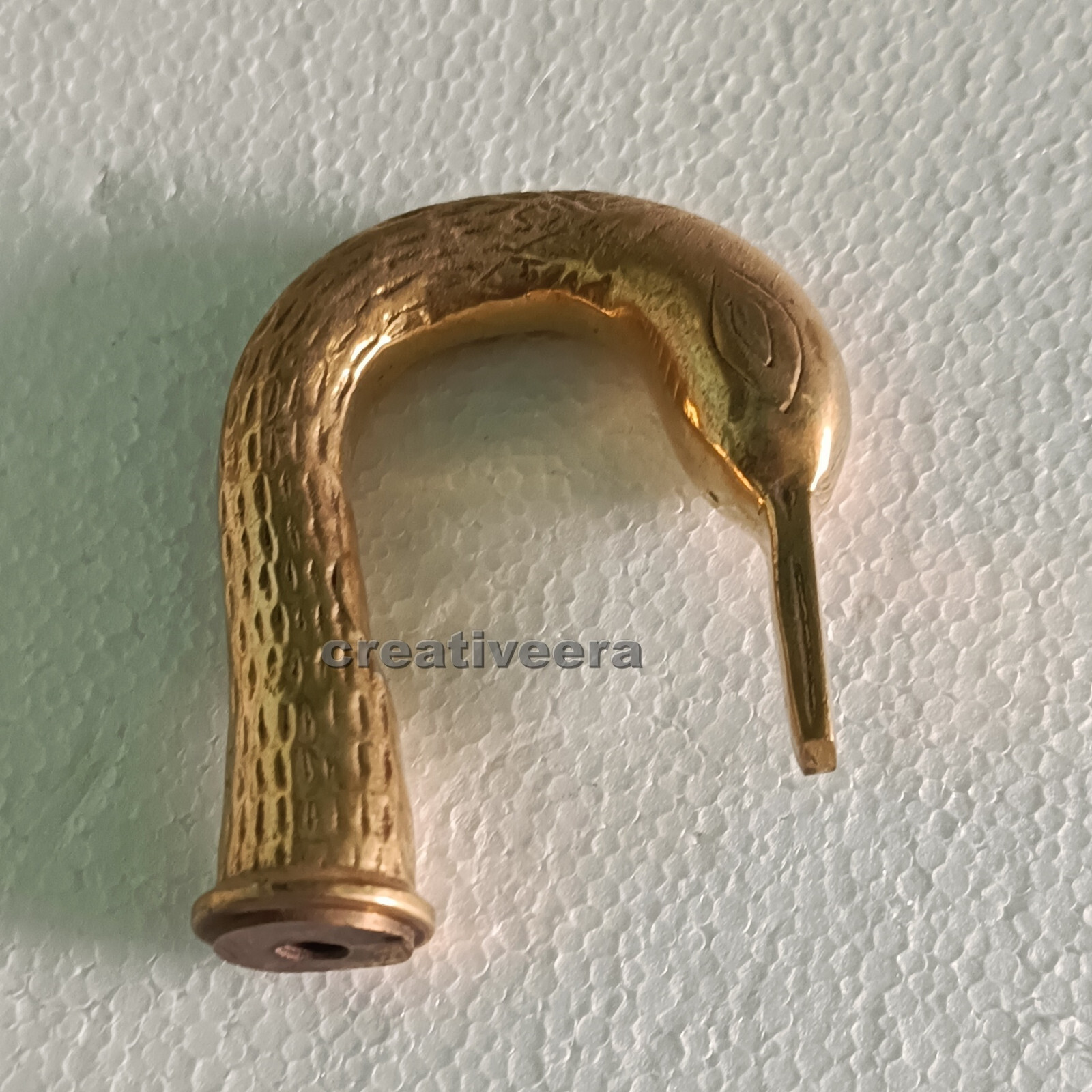 Vintage Brass Carved Embossed Only Handle For Wooden Shaft Walking Cane Stick