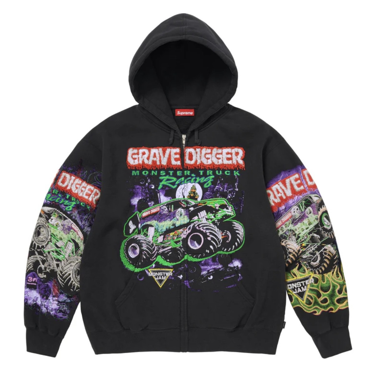 Supreme Grave Digger Zip Up Hooded Sweatshirt Size M – Presale Order Confirmed