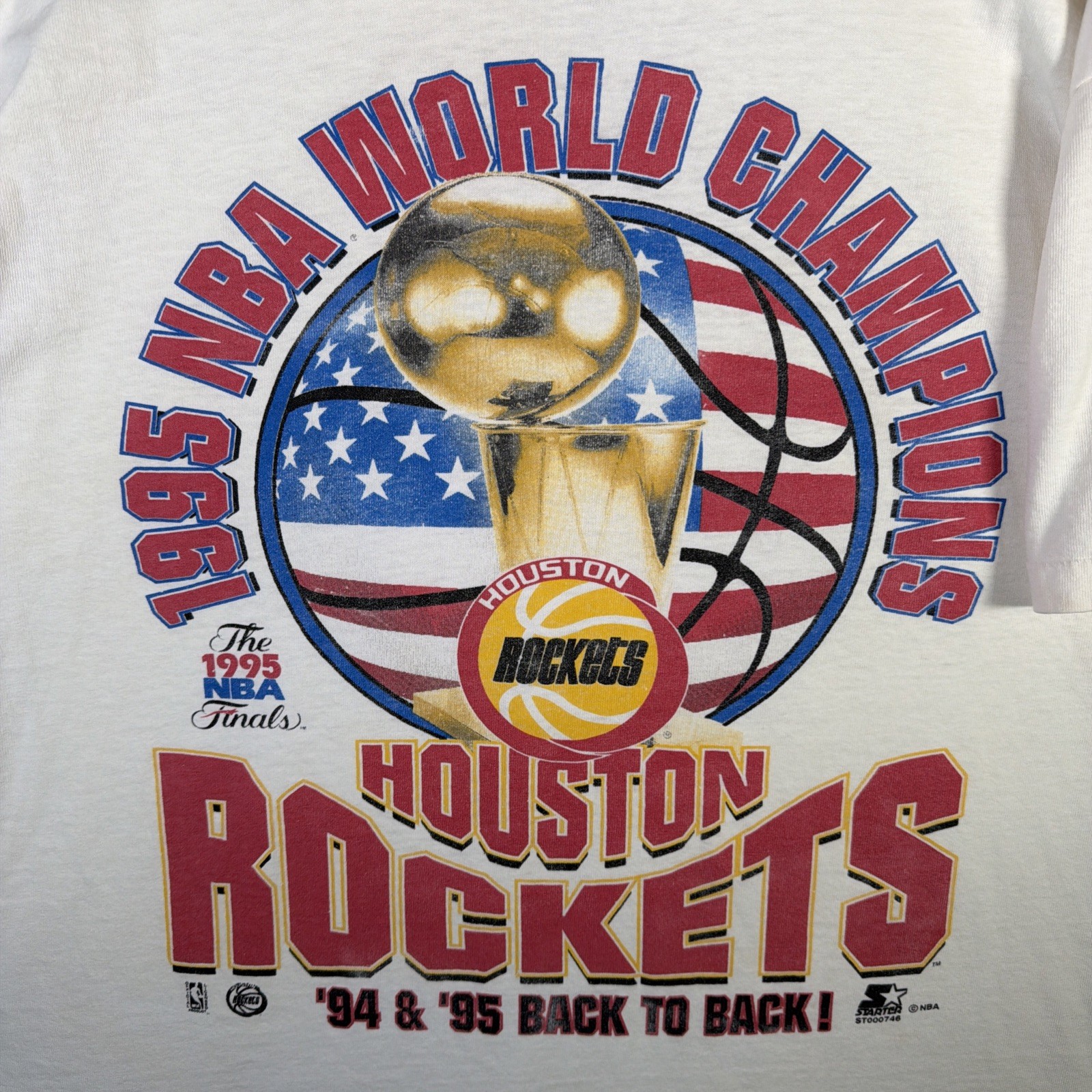 Vintage Houston Rockets Shirt Mens Large White 90s Texas Shootout 1995 Playoffs