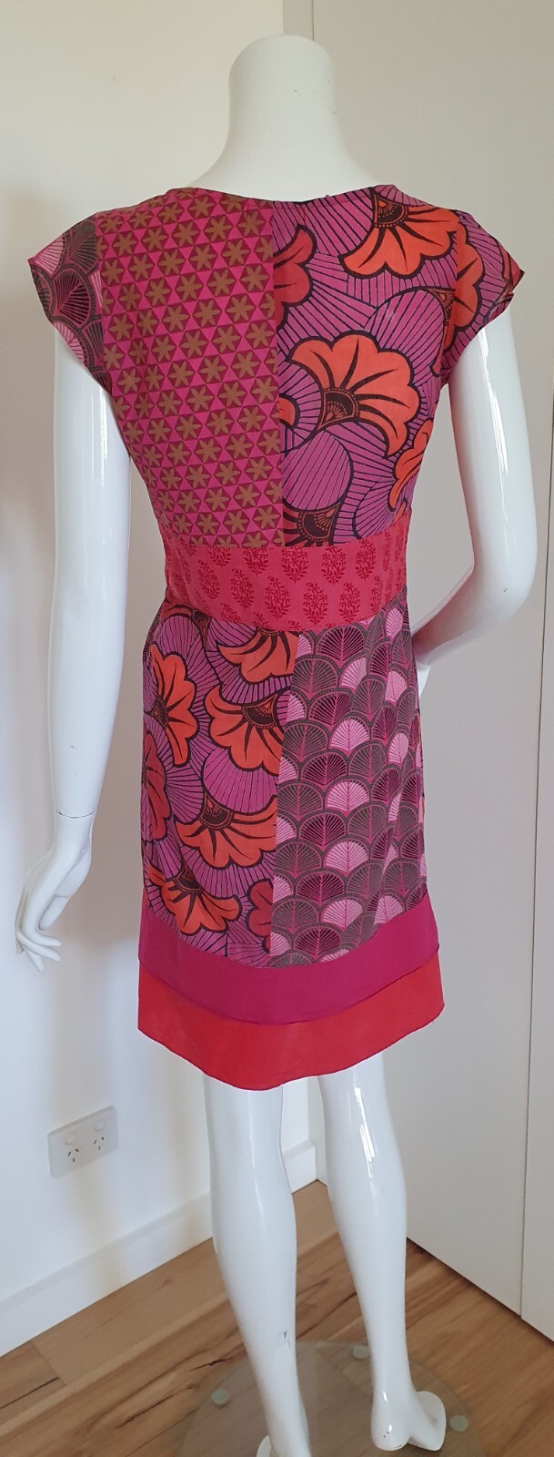 Boom Shankar Sz 8 Dress S/Sleeve Boho Printed 100% Cotton