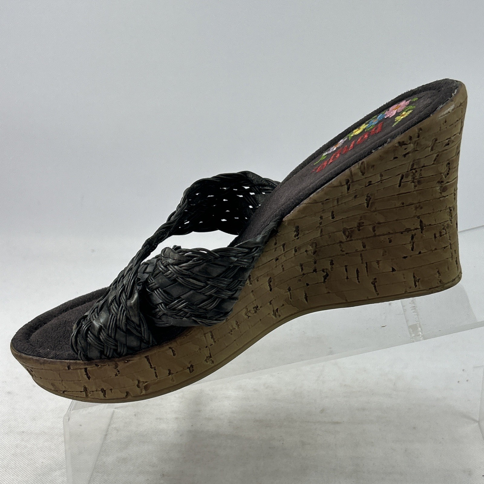 Vintage BONGO Y2K Black Chunky Platform Wedge Shoes Women’s Size 8M Strappy 90s