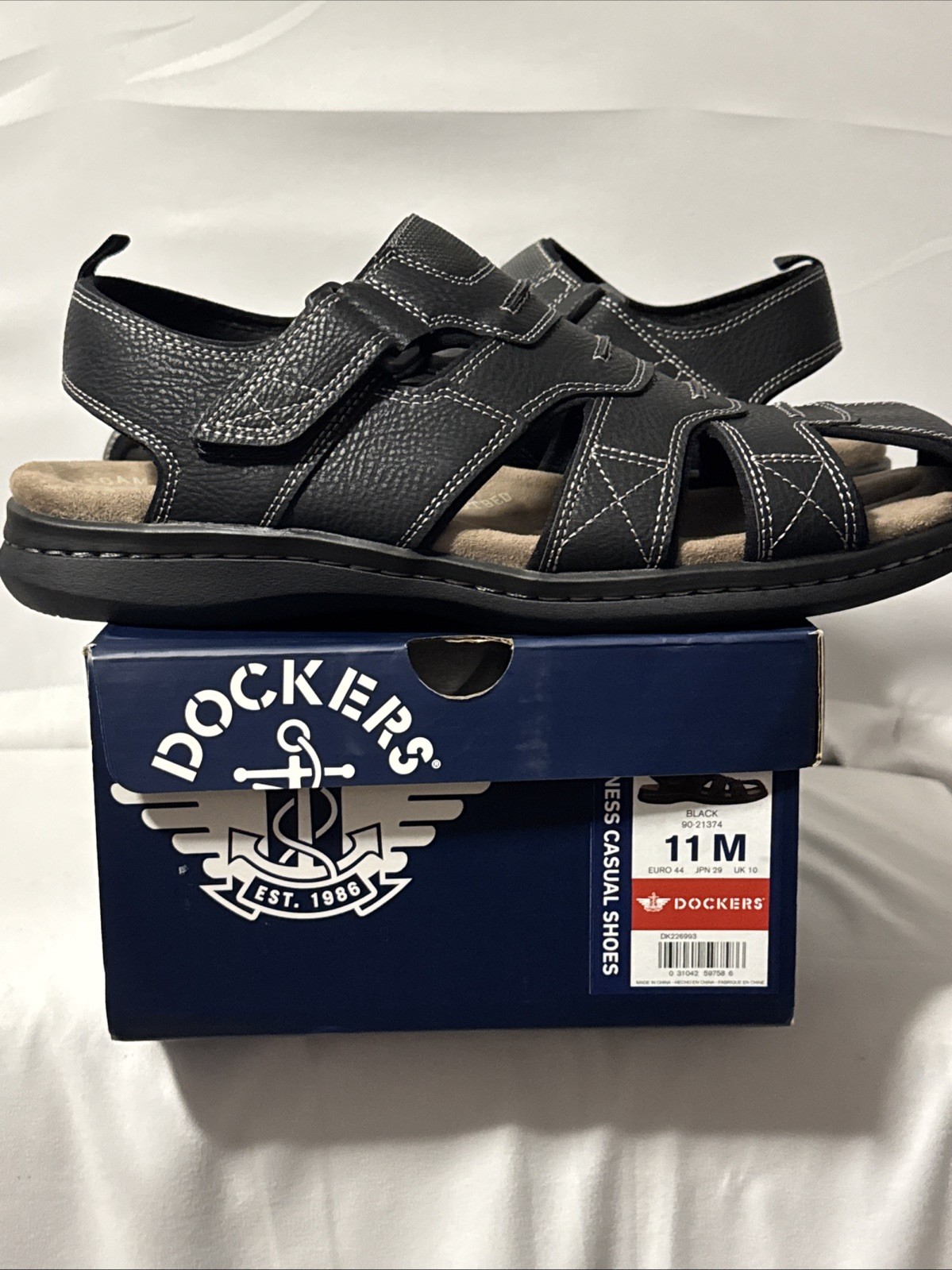 Men’s Dockers SeaRose Black Memory Foam Fusion Footbed Fisherman Sandals Sz 11