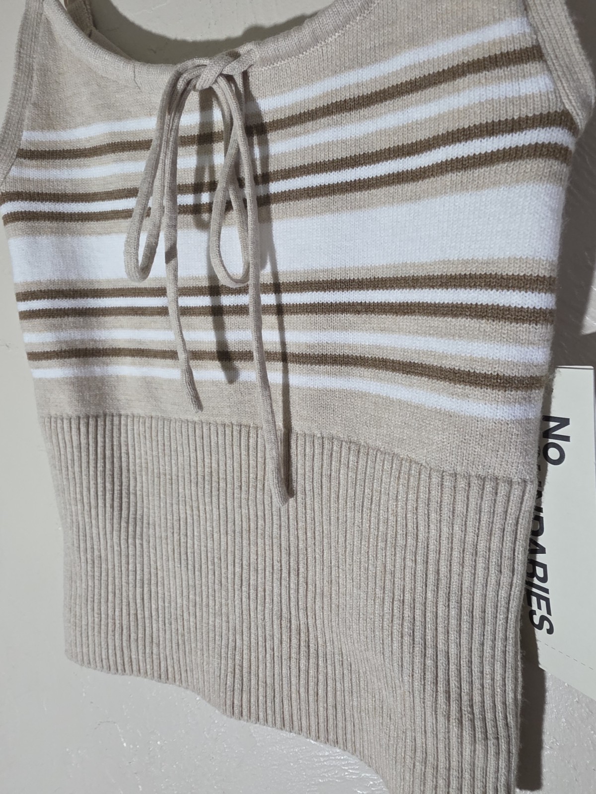 Soft Knit Top Womens XXS White Tan