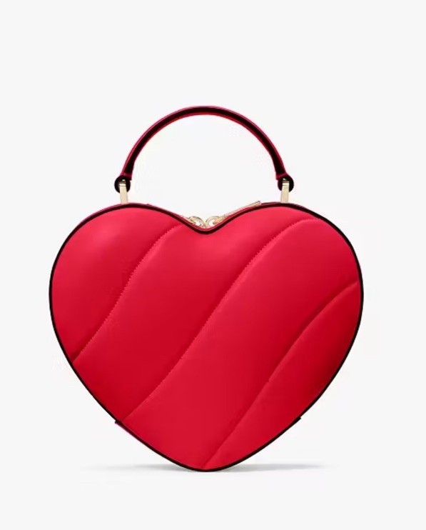 NWT Kate Spade Novelty Love Shack 3D Heart SHAPED LEATHER Purse-Ruby Red