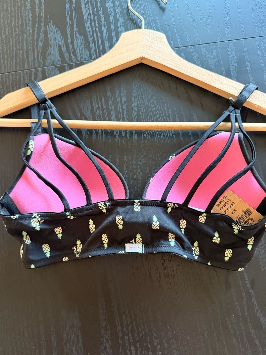 NWT Victoria’s Secret PINK Pineapple Print Front-Close Lightly Lined Bra