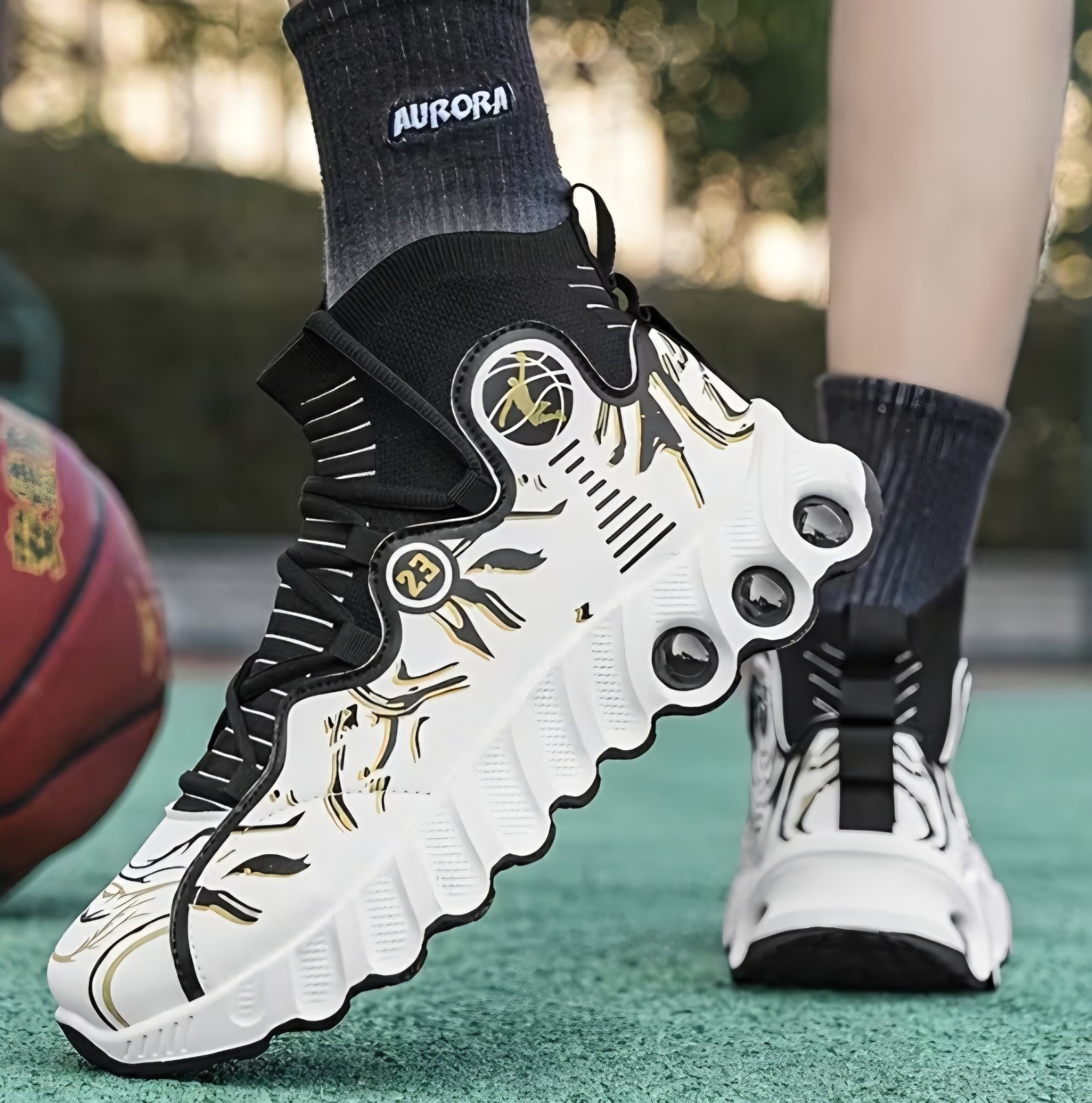 GSSZO HighTop Cushioned Basketball Shoes -White/Red/Black Three-Color Men’s 11