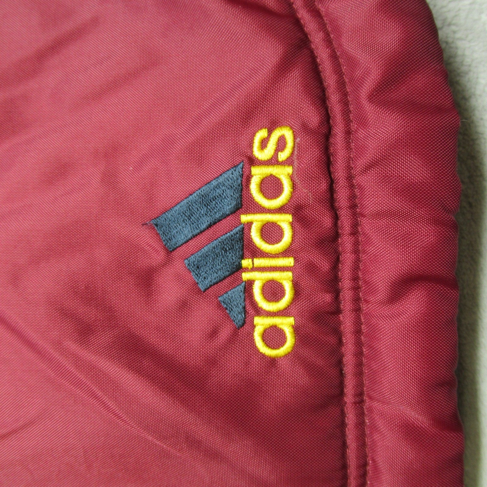 Adidas Jacket Youth Medium Red Pockets Hooded Insulated Quilt Lined Full Zip