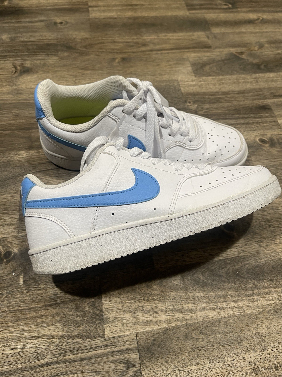 Nike Women’s Court Vision Low Next Nature White Blue Casual Sneakers Size 7.5