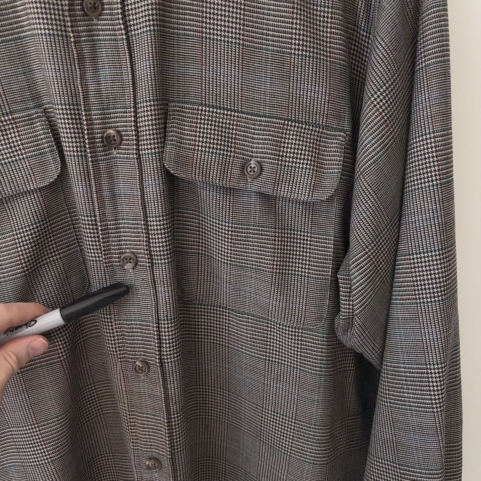 Vintage Polo Ralph Lauren 100% Wool Utility Shirt Men’s M Houndstooth MiUSA