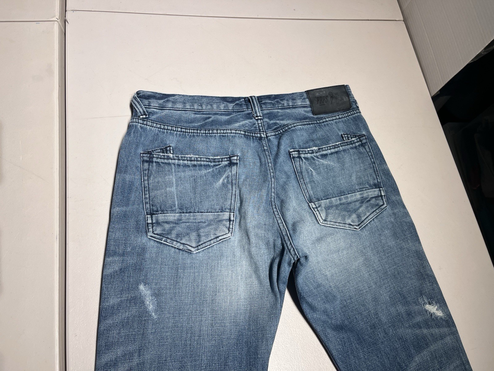 PRPS Jeans Mens 36 Blue Demon Denim Button Fly Straight Distressed VTG Y2K 34×33
