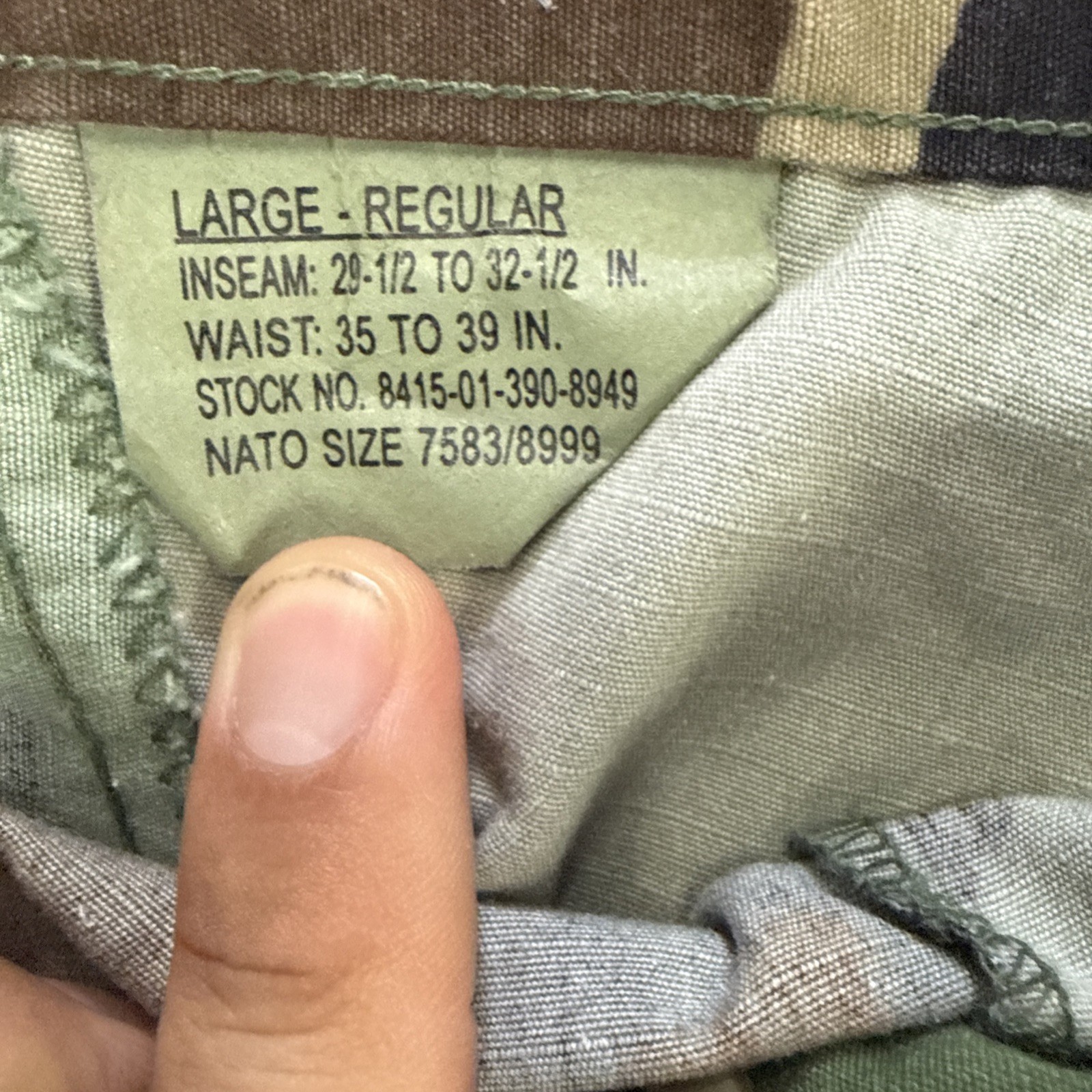 Vintage USGI BDU Pants Large Reg Woodland Camo Combat Cargo Trousers 90s (M831)