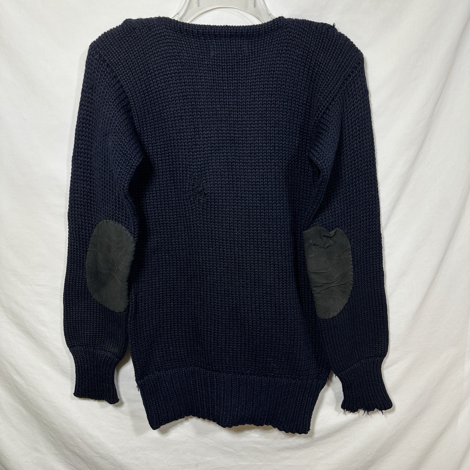 Vintage Bradley Knitwear All American Outdoor Navy Blue Sweater w/Elbow Patches