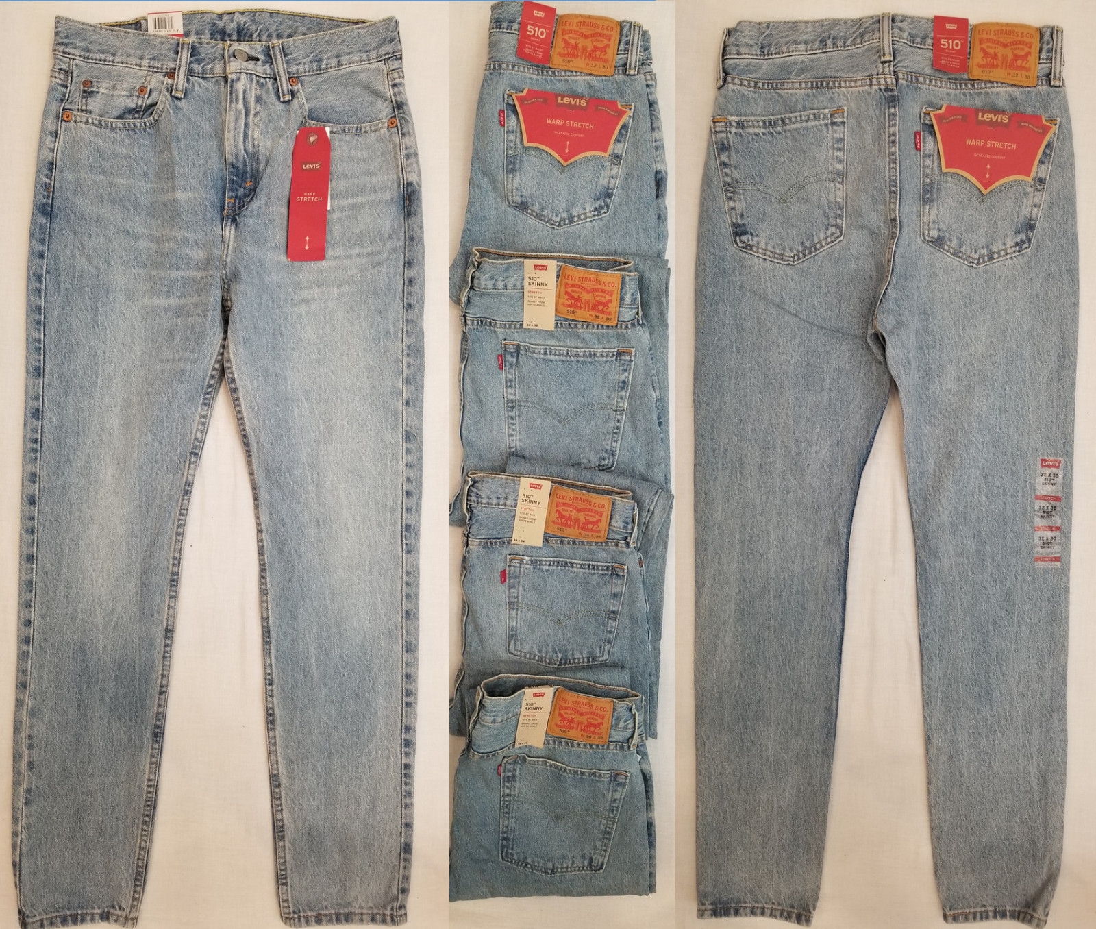 Levis 510 Skinny Fit Warp Stretch Denim Mens Jeans Szs:32,33,34,36,38 #0793 Levi