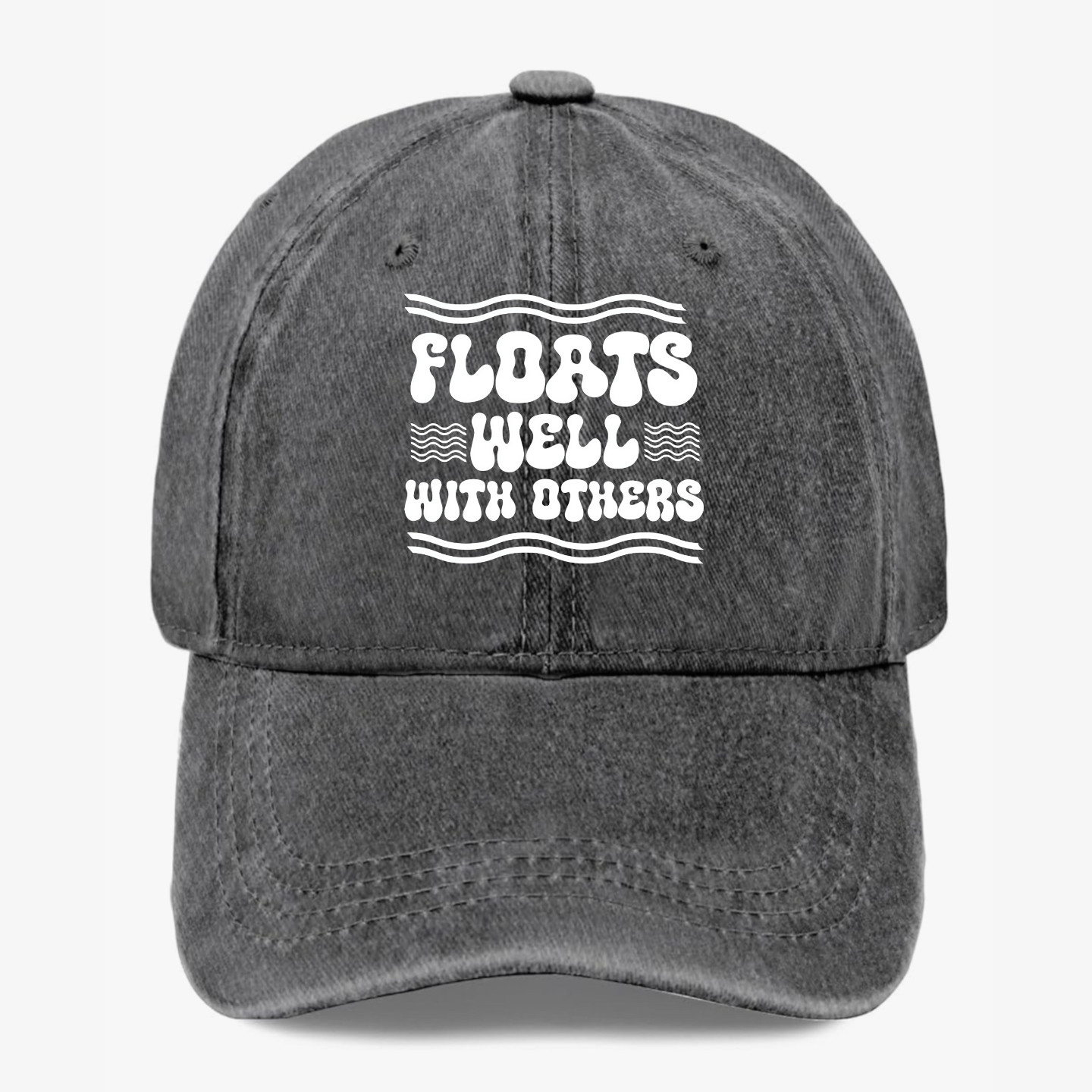 Funny Fishing Hat Floats Well With Others Fisherman Baseball Cap Adjustable