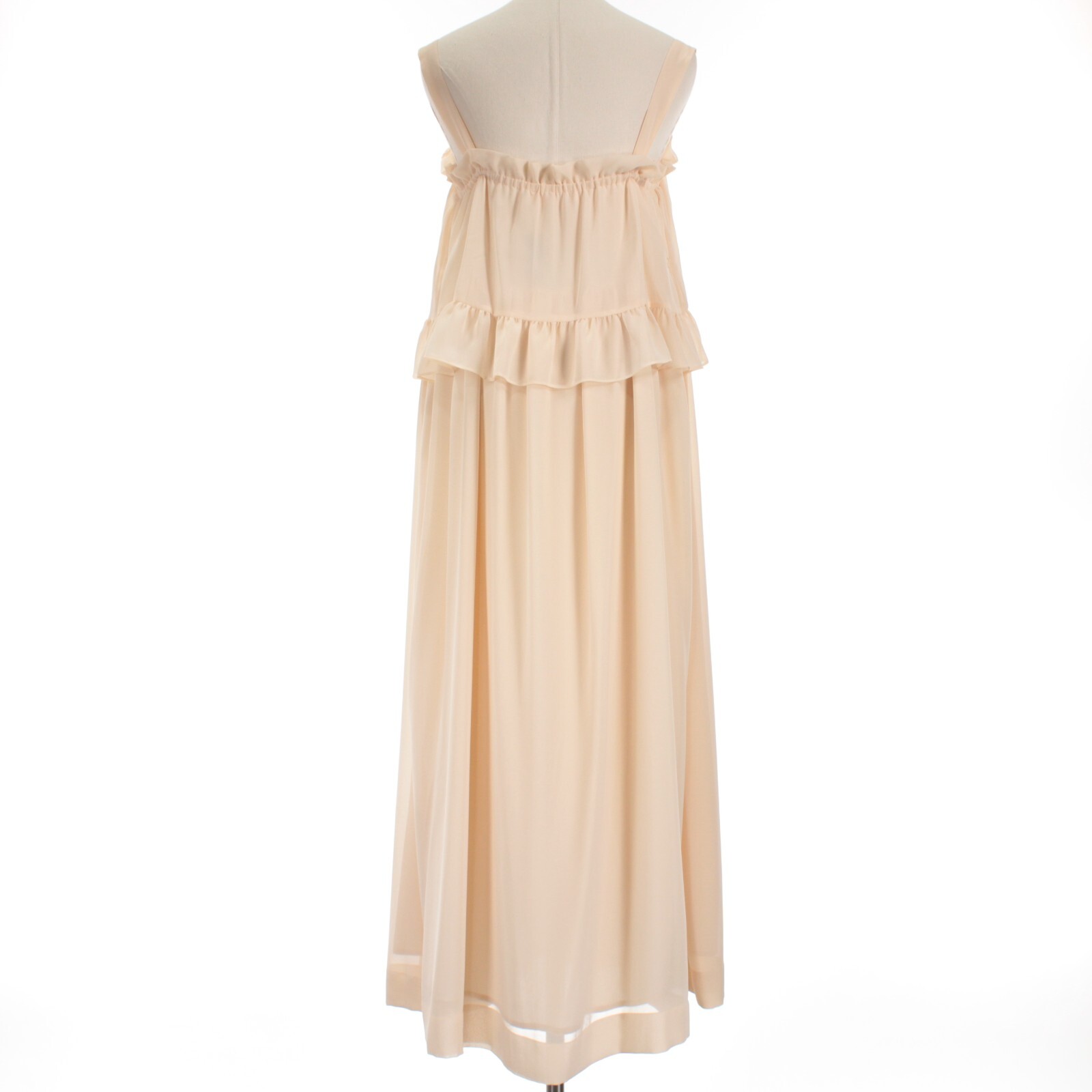 See by Chloe NWT Ruffle Trim Midi Dress Size 40 US 8 in Silky Beige Polyester