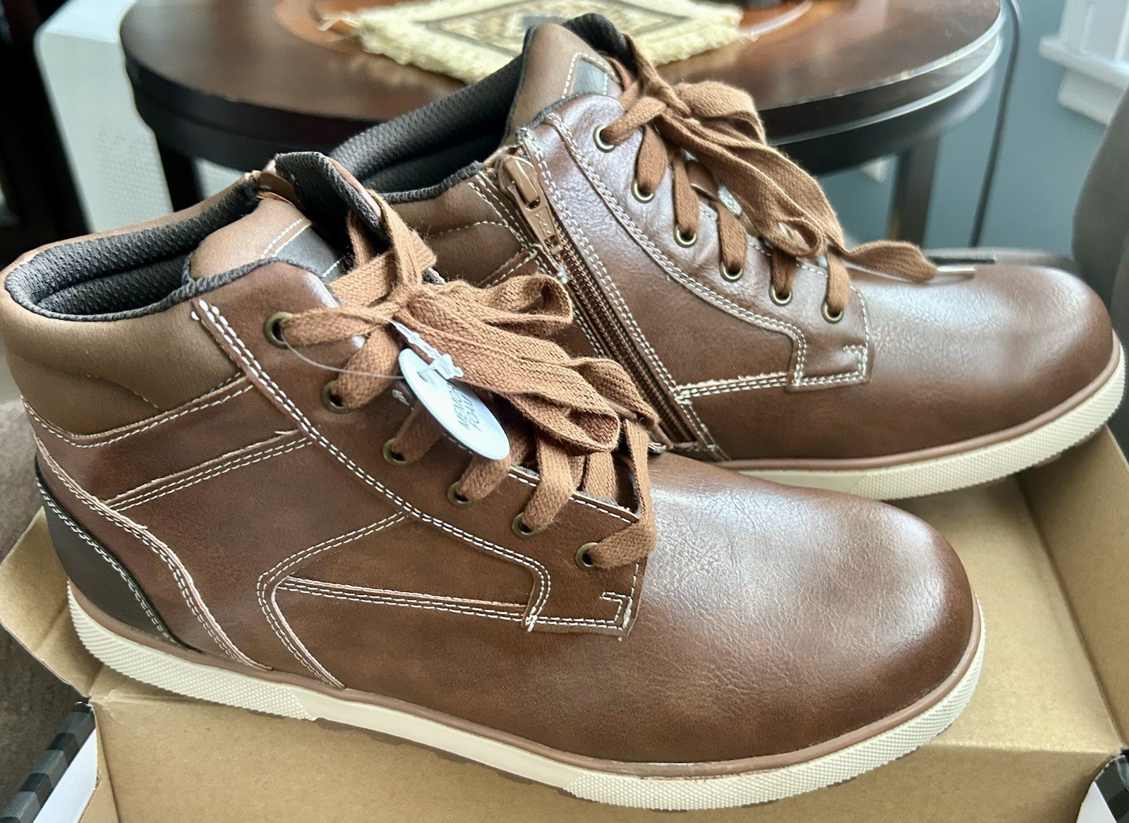 Sonoma Goods For Life Britpunk Boys Brown Ankle Bootie 6M Memory Foam Zip