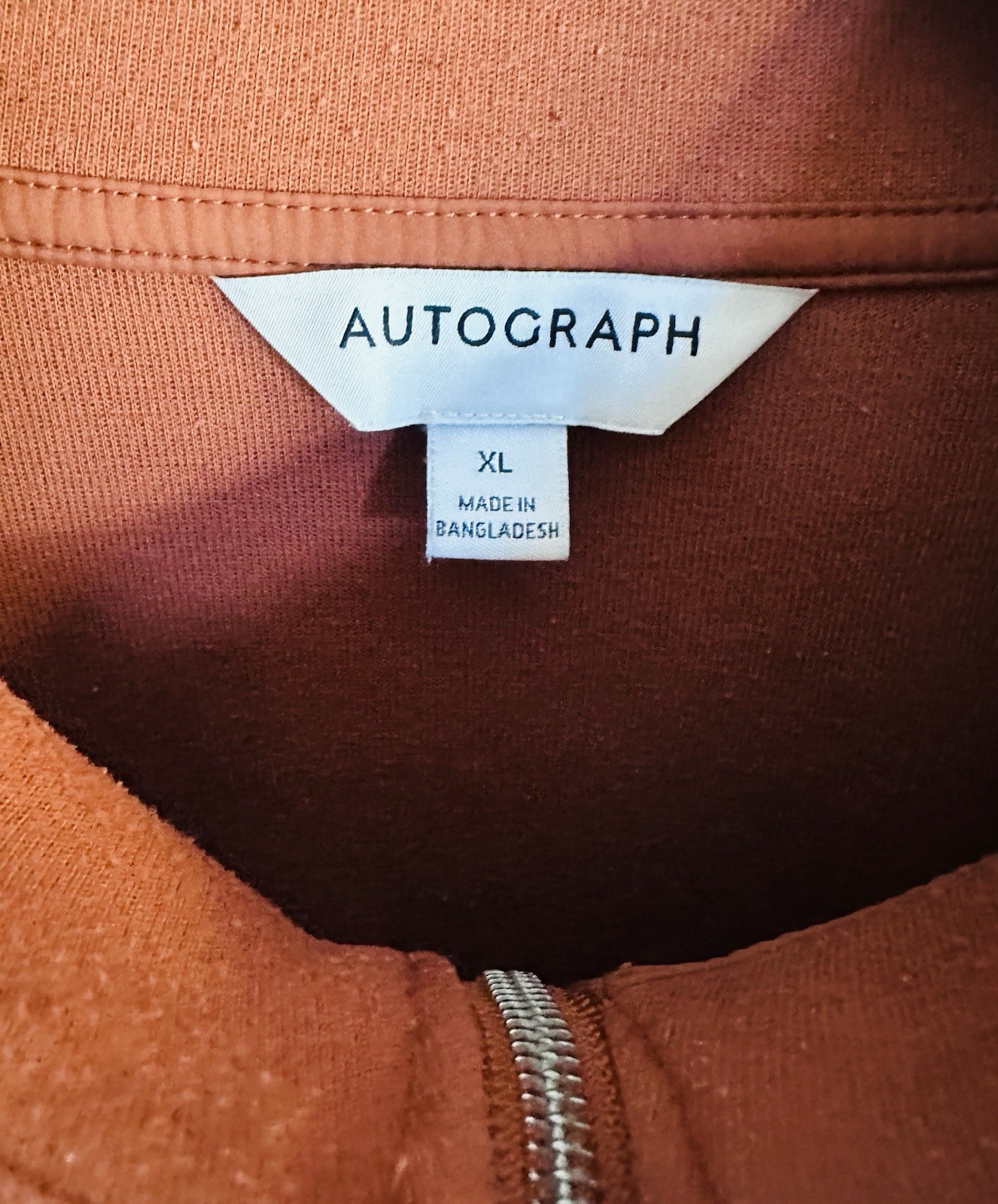 M&S Autograph Men’s Rust Orange Reg Fit Quarter Zip Size 2XL – 44-46” VGC