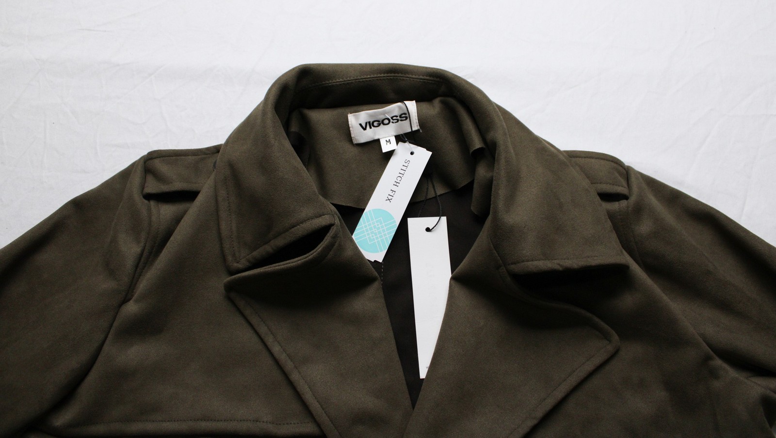 Vigoss Women’s Faux Suede Solid Unlined Moto Jacket BL1 Olive Medium NWT
