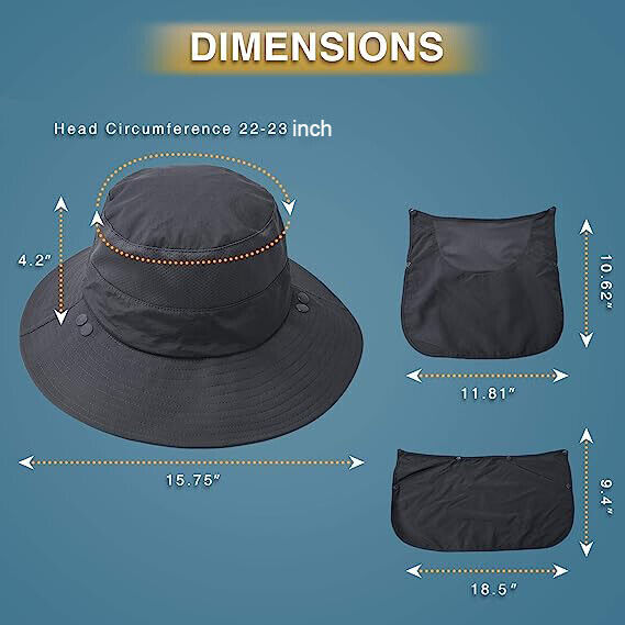 Adjustable Waterproof Wide Brim Sun Hat UV Protection Fishing Bucket Boonie Cap