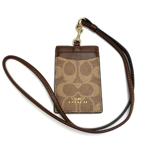 Convenient for commuting schooling unused COACH Signature Lanyard ID Case CZ285