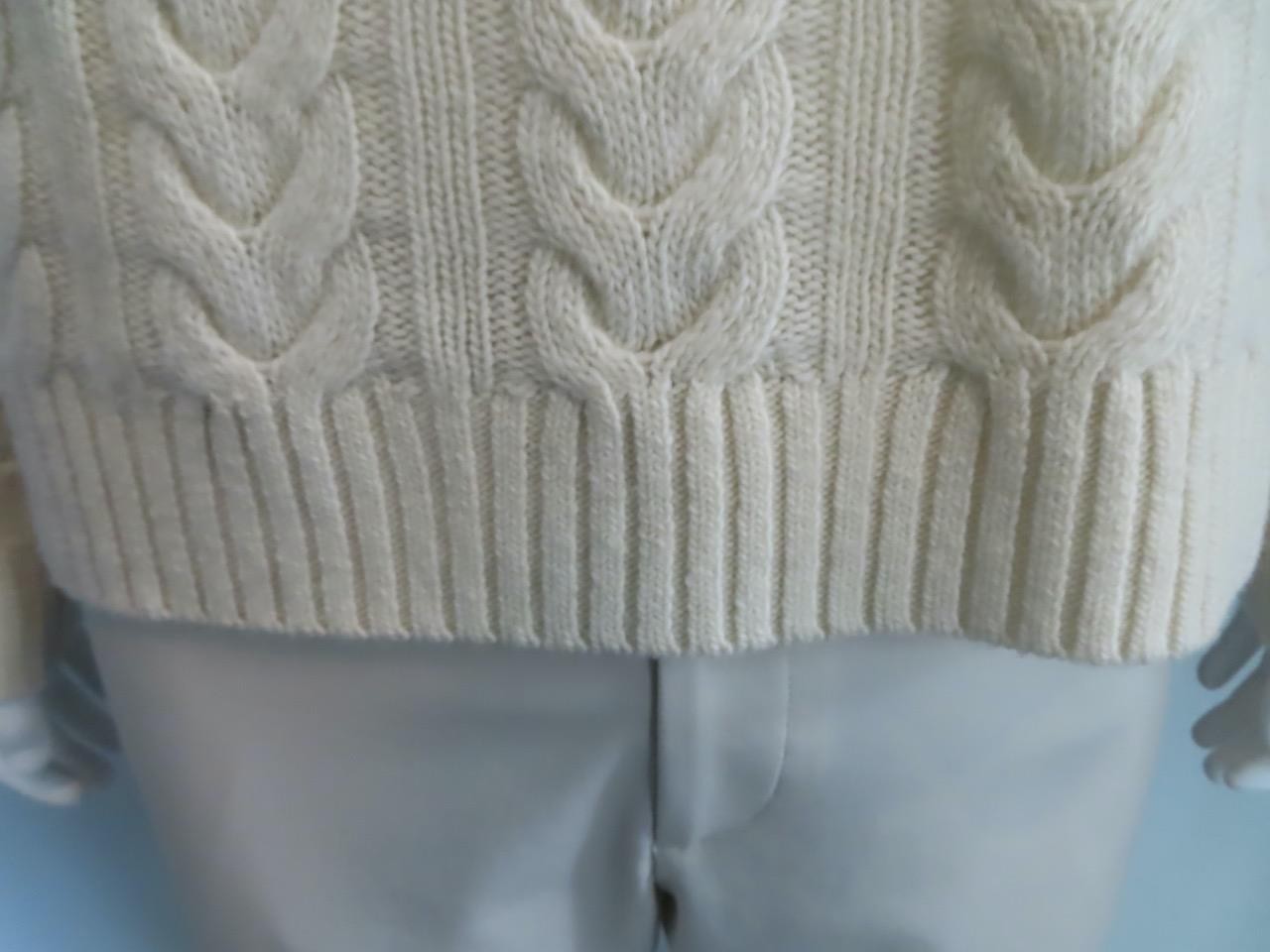 Todd Snyder Cream Merino Wool Cable Knit Crew Neck Pullover Sweater Size M