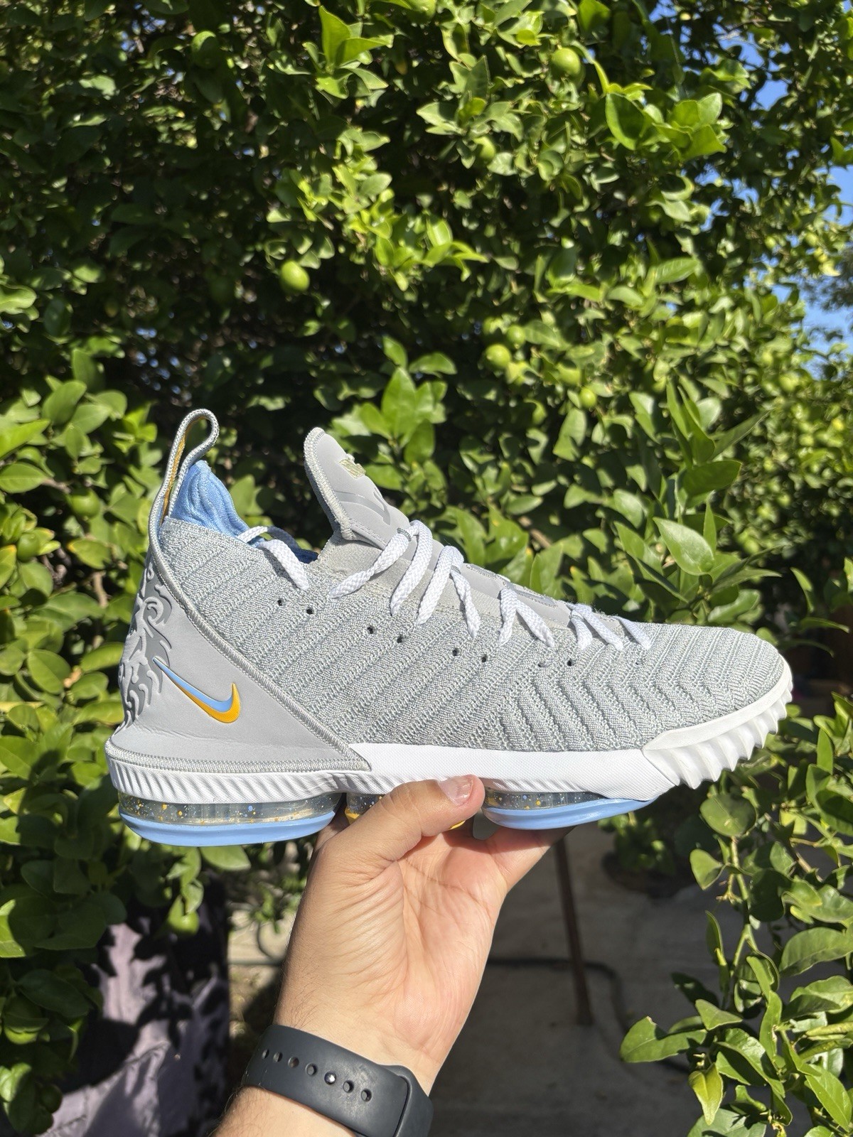Nike LeBron 16 Men’s Mid Top Basketball Sneakers Cushioned Lace-Up Lion