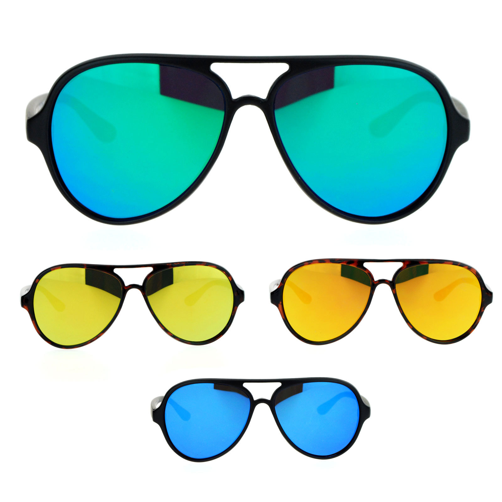 SA106 Mens Flat Lens Color Mirror Racer Plastic Sunglasses