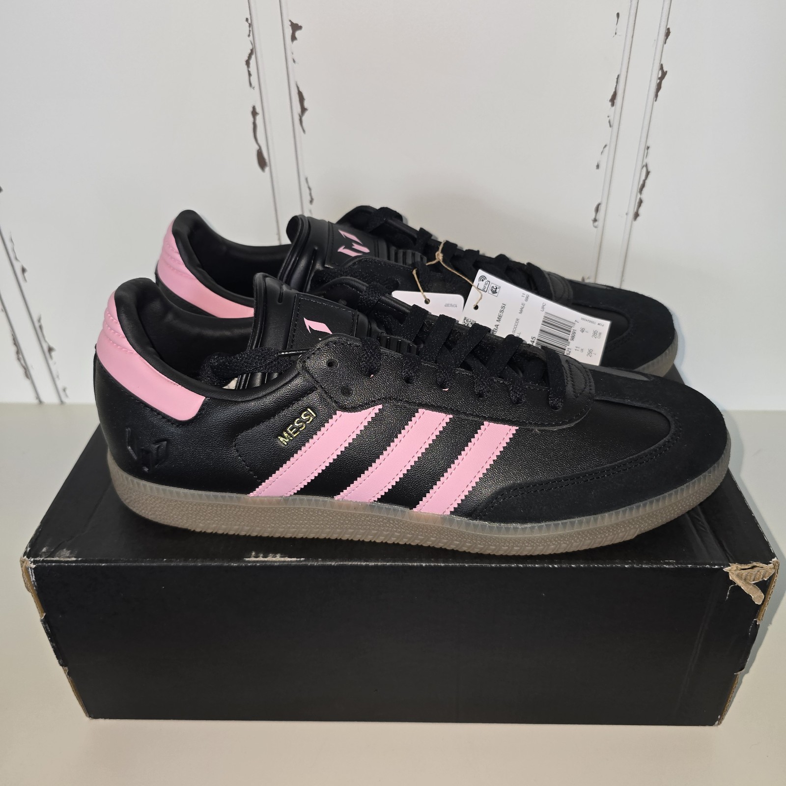 adidas Samba Messi Men’s Shoes Black/Pink/Gum, Size 11.5, JP7845