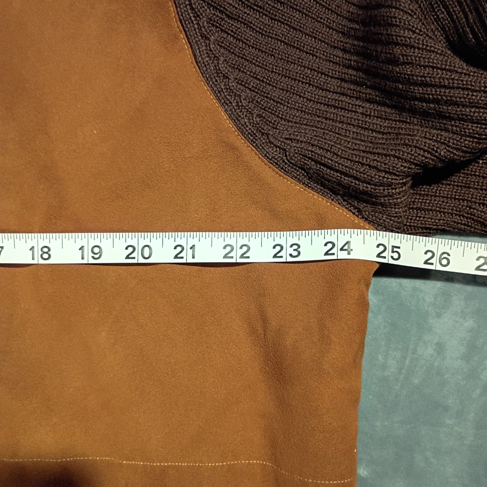 Jaclyn Smith Classic Plus Brown Faux Suede Front Zip Wool Blend Sweater 1X
