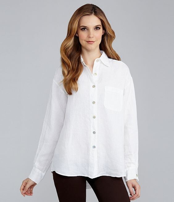 BRYN WALKER Light Linen BOYFRIEND SHIRT L-Sleeve Button Down XS S M L XL COLORS