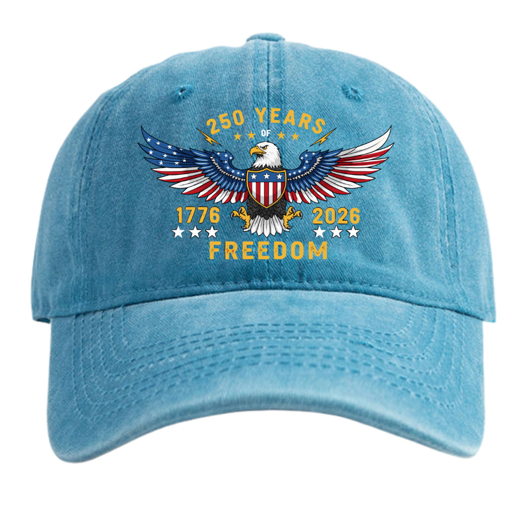 America 250 Years Freedom Hat – Bald Eagle 1776-2026 Anniversary Baseball Cap